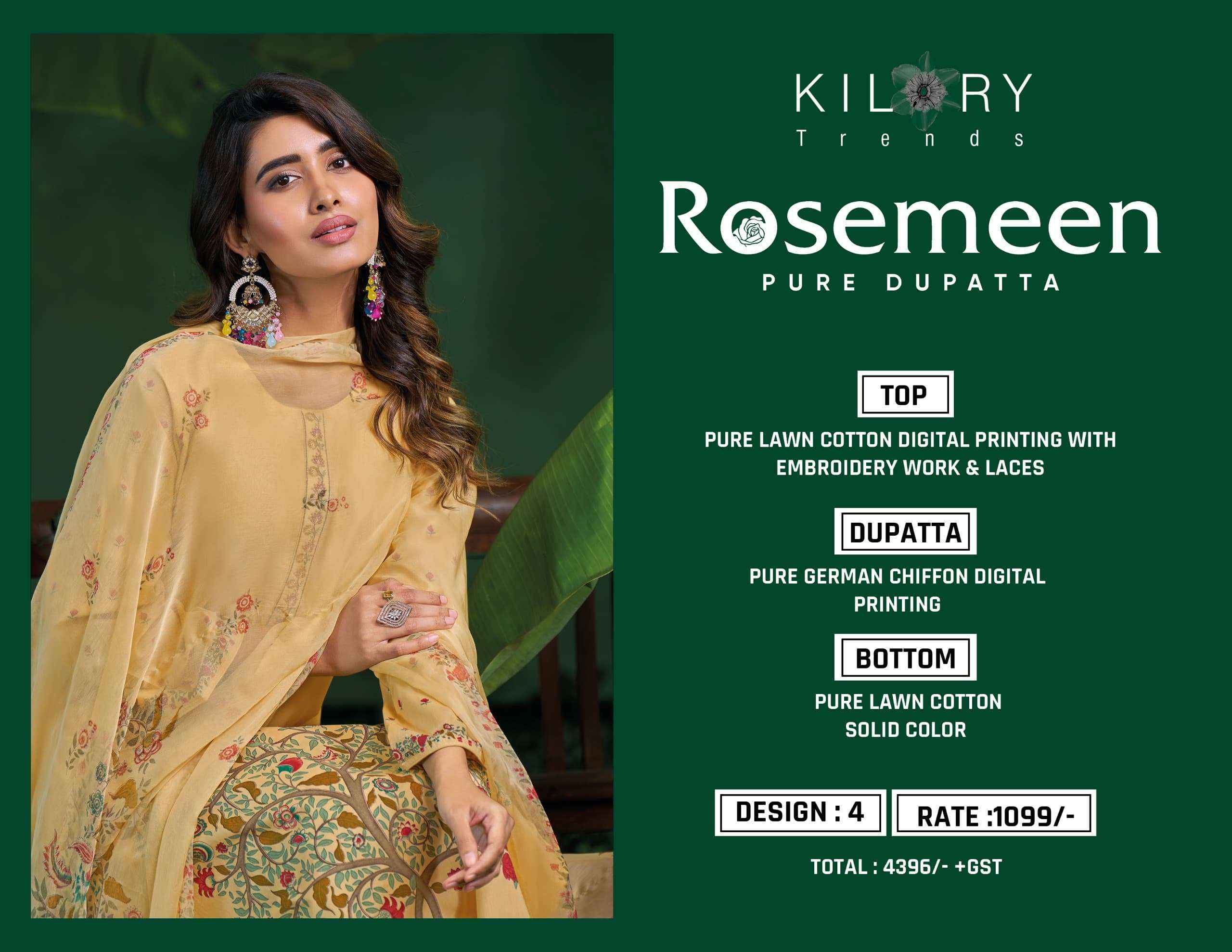 Kilory Rosemeen Cotton Dress Material Wholesale Price ( 4 Pcs Catalogue )