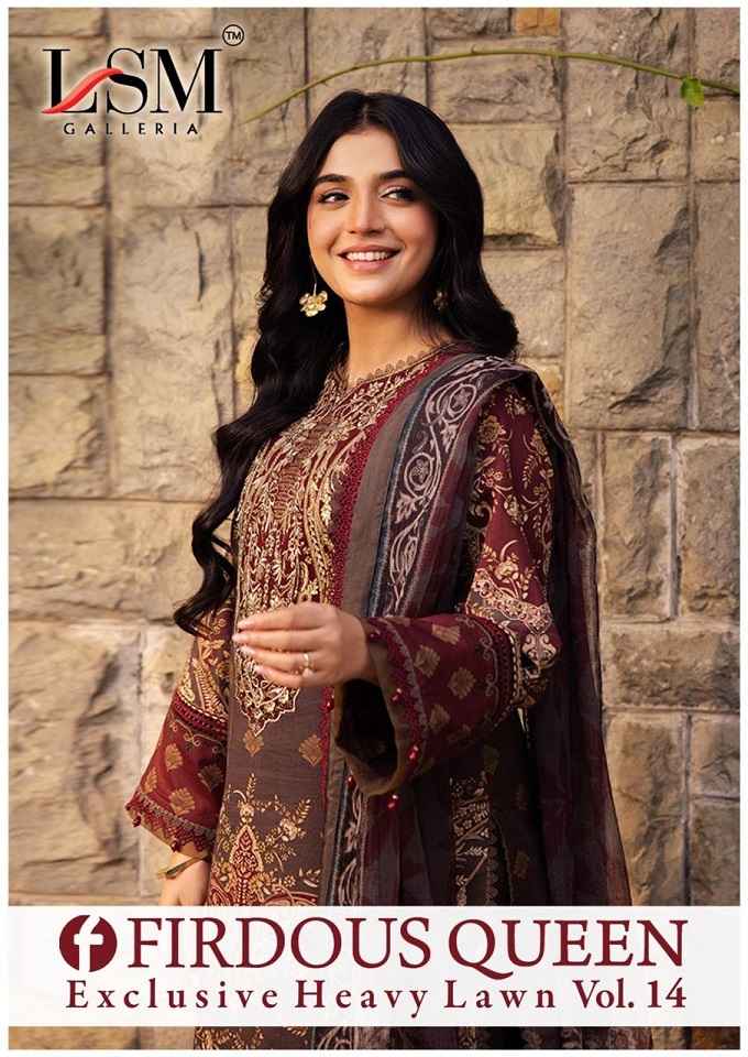 LSM Galleria Firdous Queen Lawn Vol 14 Lawn Cotton Dress Material ( 6 pcs Catalogue )