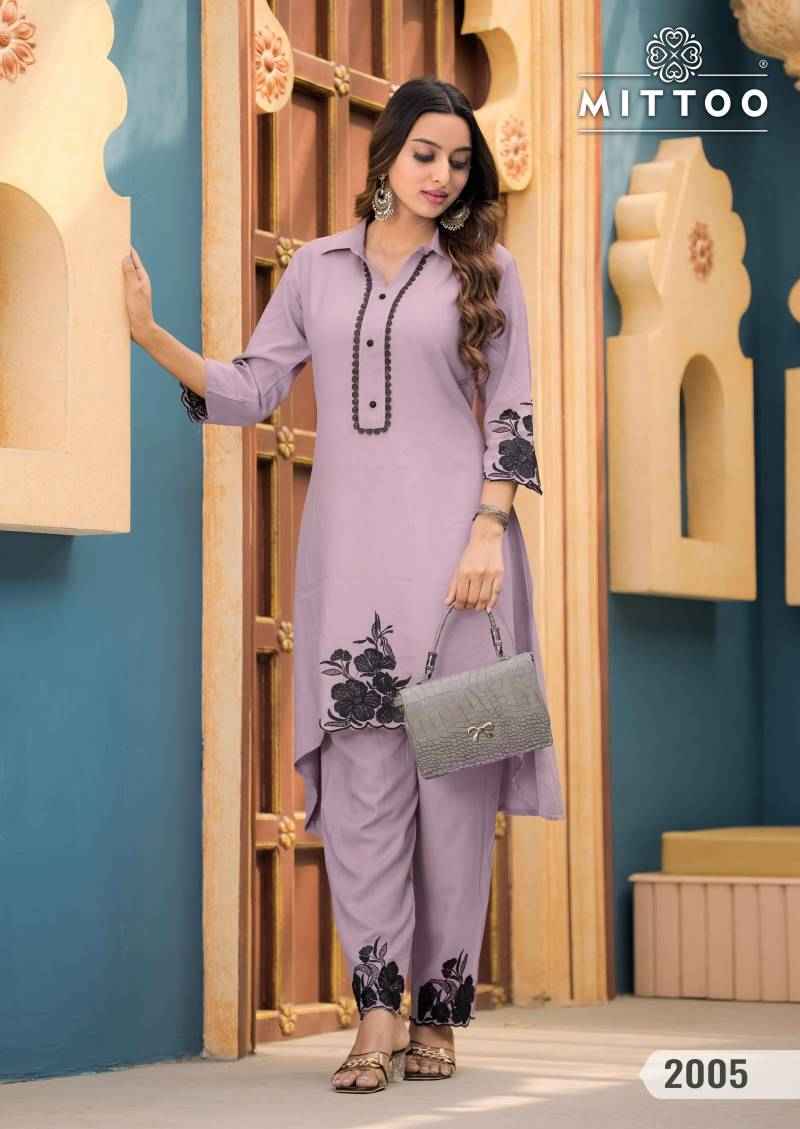 Mittoo Fashion Shikha Rayon Fancy Co Ord Set Collection Wholesale Price ( 6 Pcs Catalogue )