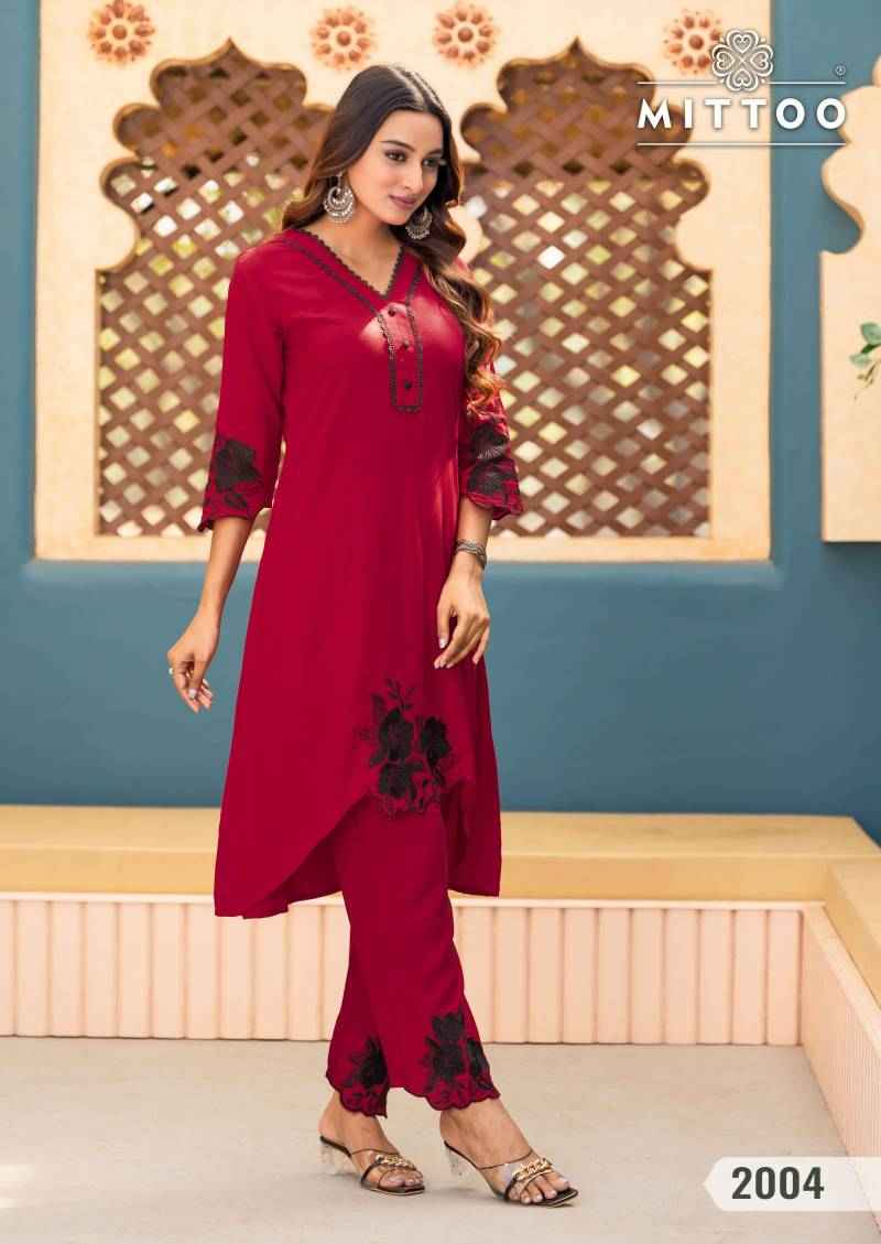 Mittoo Fashion Shikha Rayon Fancy Co Ord Set Collection Wholesale Price ( 6 Pcs Catalogue )