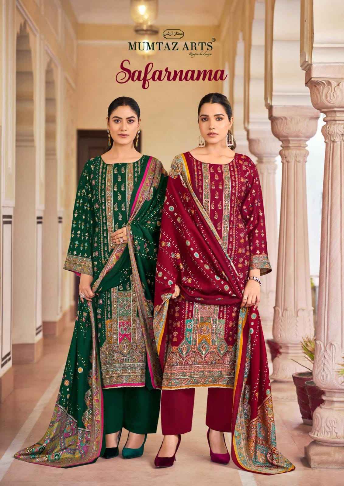 Mumtaz Arts Safarnama Viscouse Musline Suits Wholesale Price ( 4 pcs catalogue )