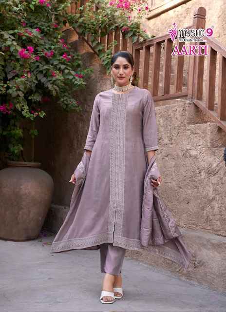 Mystic 9 Aarti Vol 1 Fancy Vertican Kurti Combo Set Wholesale Price ( 8 Pcs Catalog )