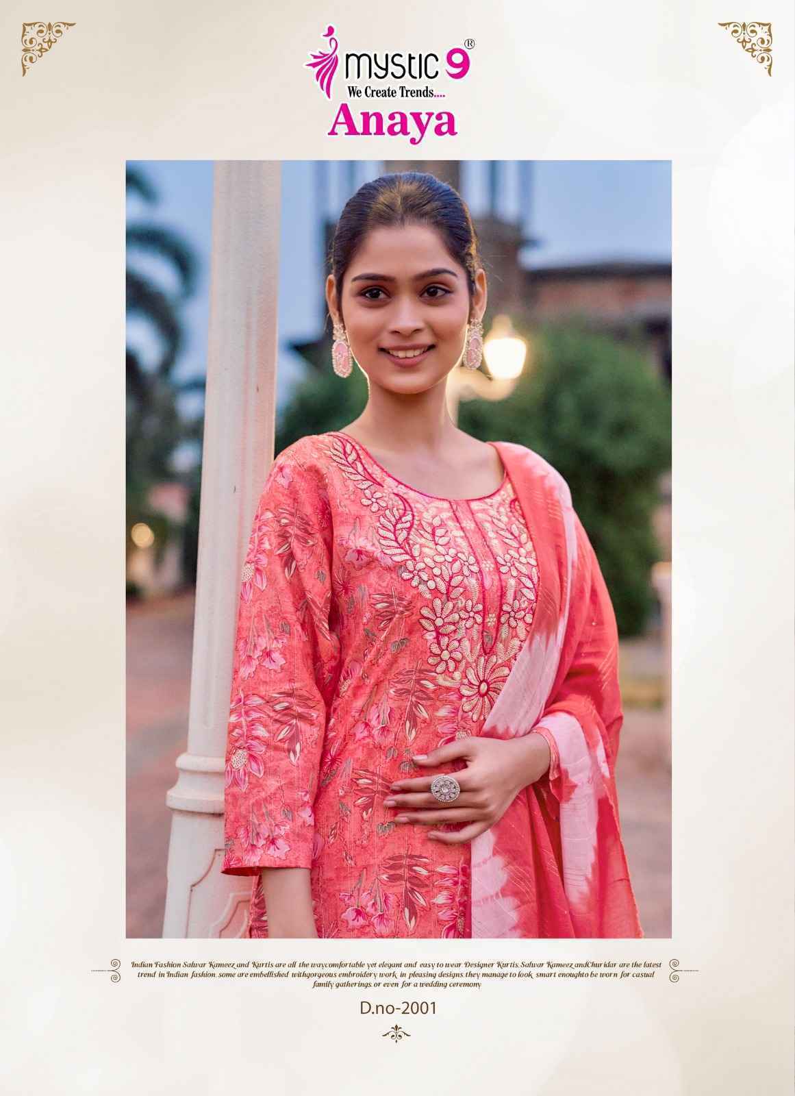 Mystic 9 Anaya Vol-2 Rayon Readymade Suit Wholesale Rate (8 pcs Catalogue)