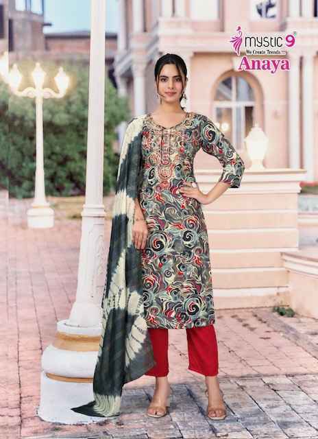 Mystic 9 Anaya Vol-2 Rayon Readymade Suit Wholesale Rate (8 pcs Catalogue)