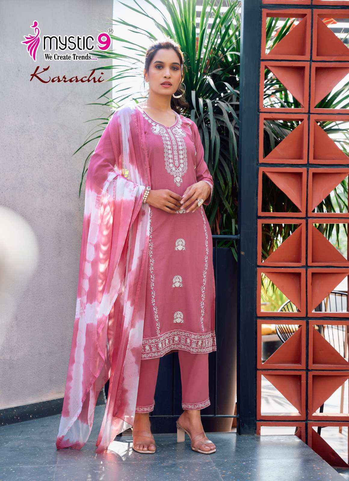 Mystic 9 Karachi Vol 5 Rayon Kurti Combo Set Wholesale Rate ( 8 Pcs Catalog )