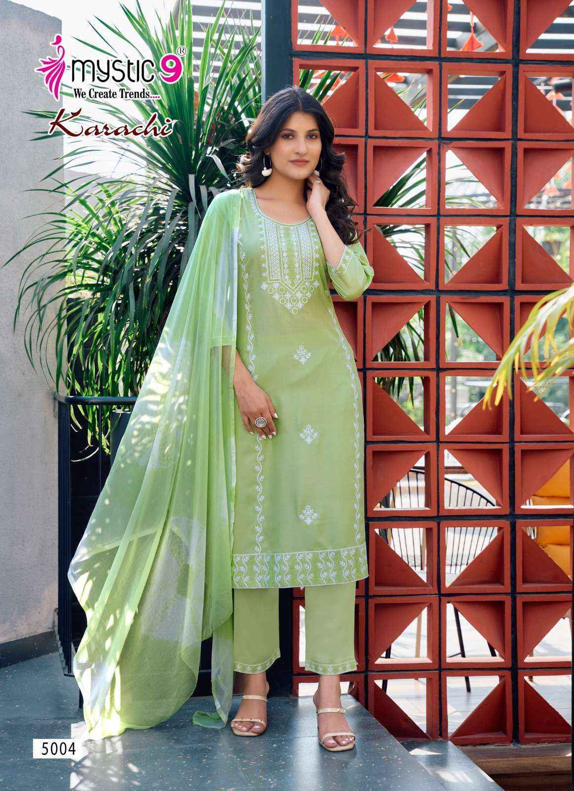 Mystic 9 Karachi Vol 5 Rayon Kurti Combo Set Wholesale Rate ( 8 Pcs Catalog )