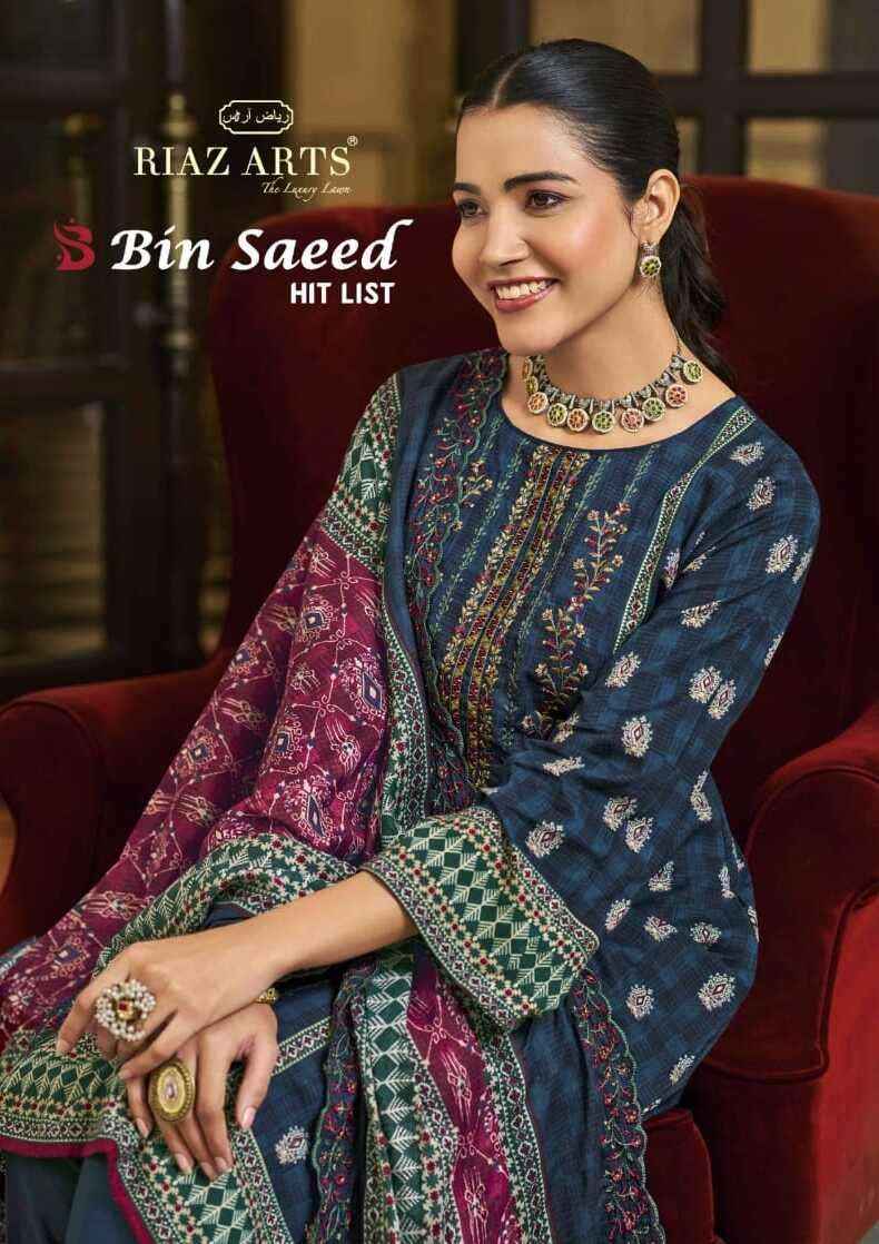 Riaz Arts Bin Saeed Hit List Lawn Cotton Pakistani Suits ( 6 Pcs Catalogue )