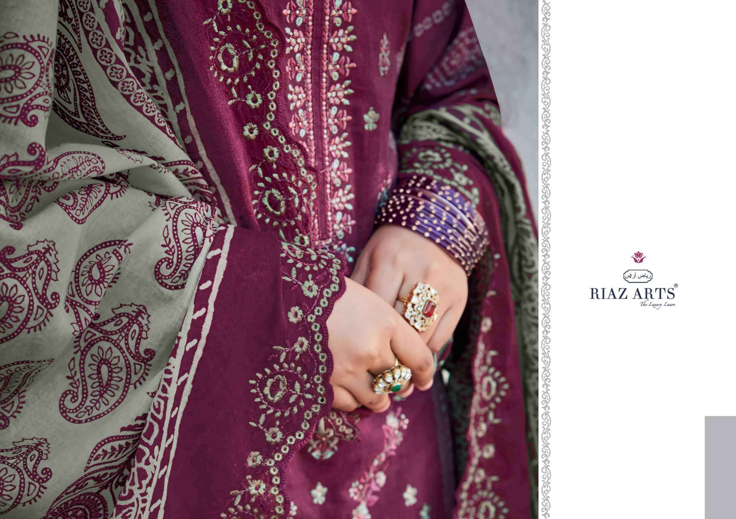 Riaz Arts Bin Saeed Vol 5 Pure Cotton Suits Cut Work Dupatta ( 6 Pcs Catalog )