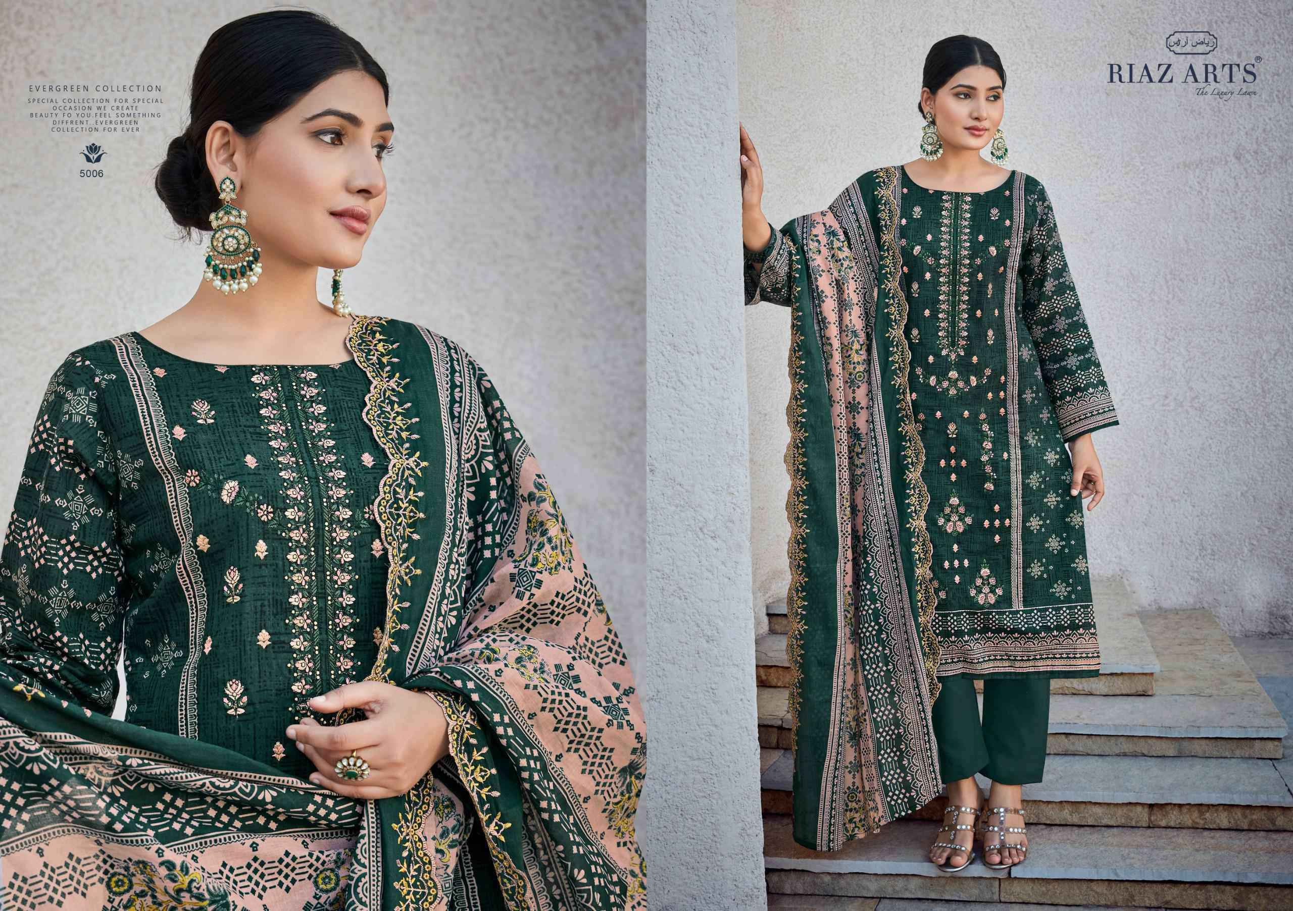 Riaz Arts Bin Saeed Vol 5 Pure Cotton Suits Cut Work Dupatta ( 6 Pcs Catalog )