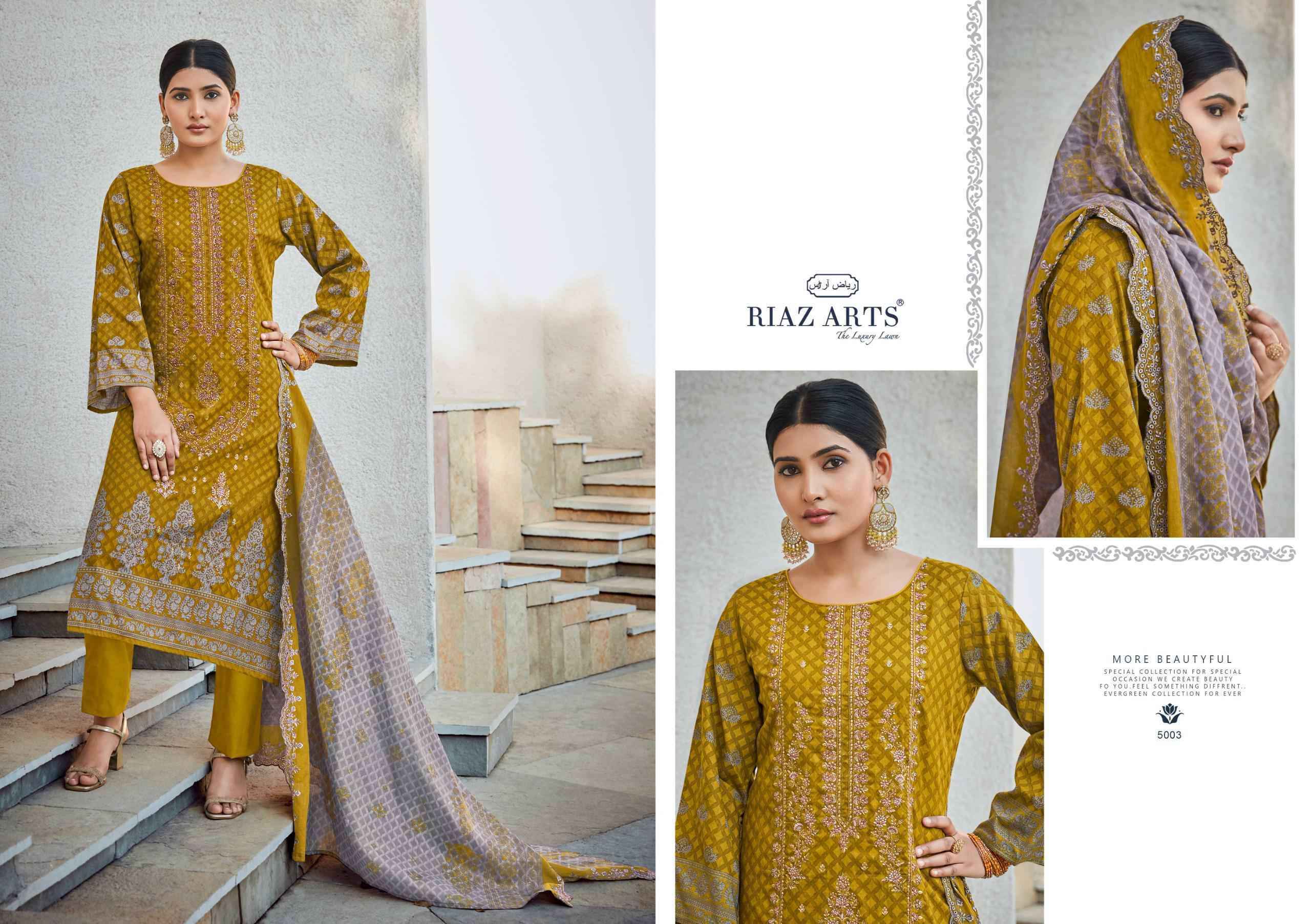 Riaz Arts Bin Saeed Vol 5 Pure Cotton Suits Cut Work Dupatta ( 6 Pcs Catalog )