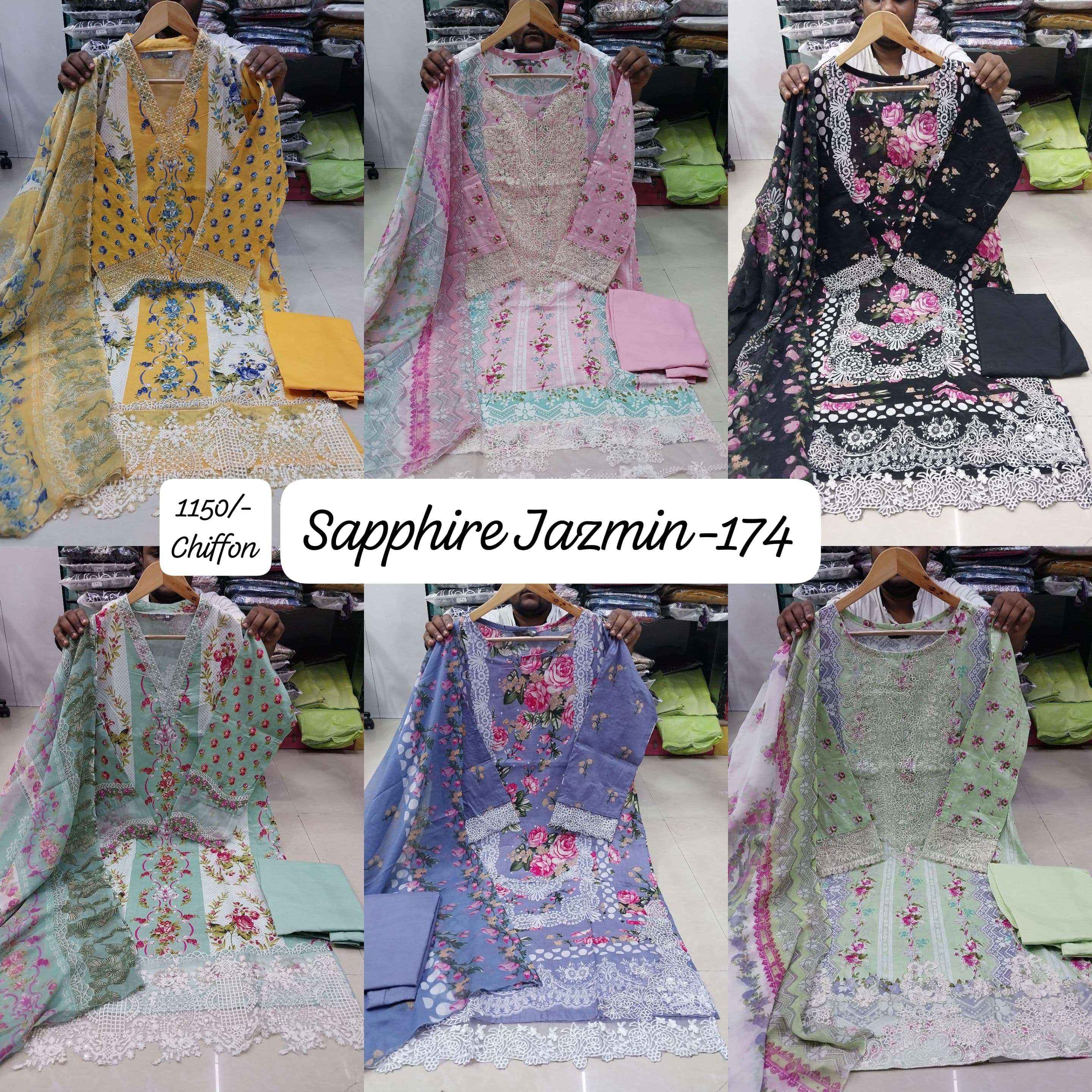 SAPPHIRE JAZMIN VOL 174 LAWN COTTON DESIGNER PAKISTANI SUIT ( 6 PCS CATALOGUE )