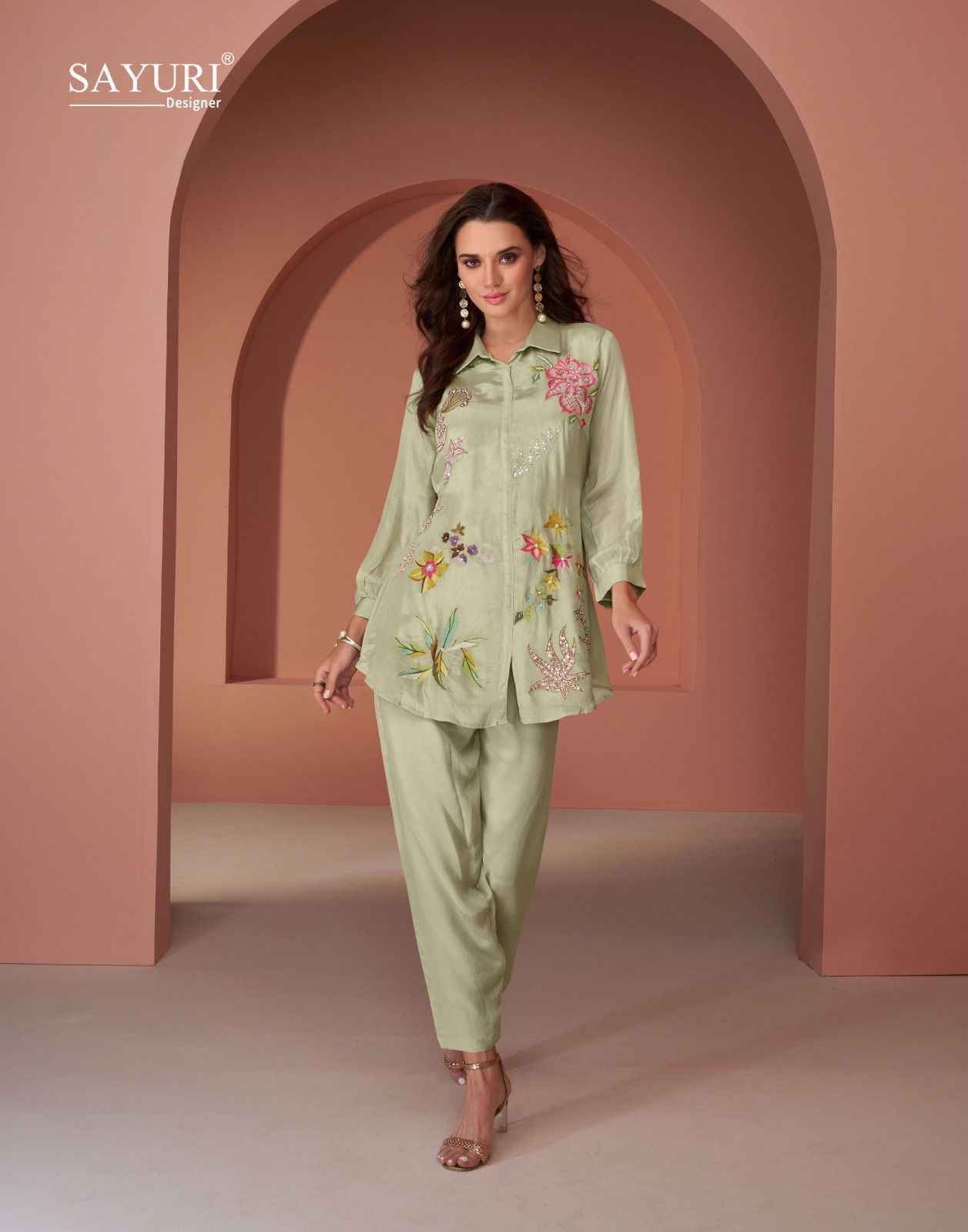 Sayuri Designer Pearl Silk Readymade Co Ord Set Wholesale Rate ( 5 Pcs Catalog )