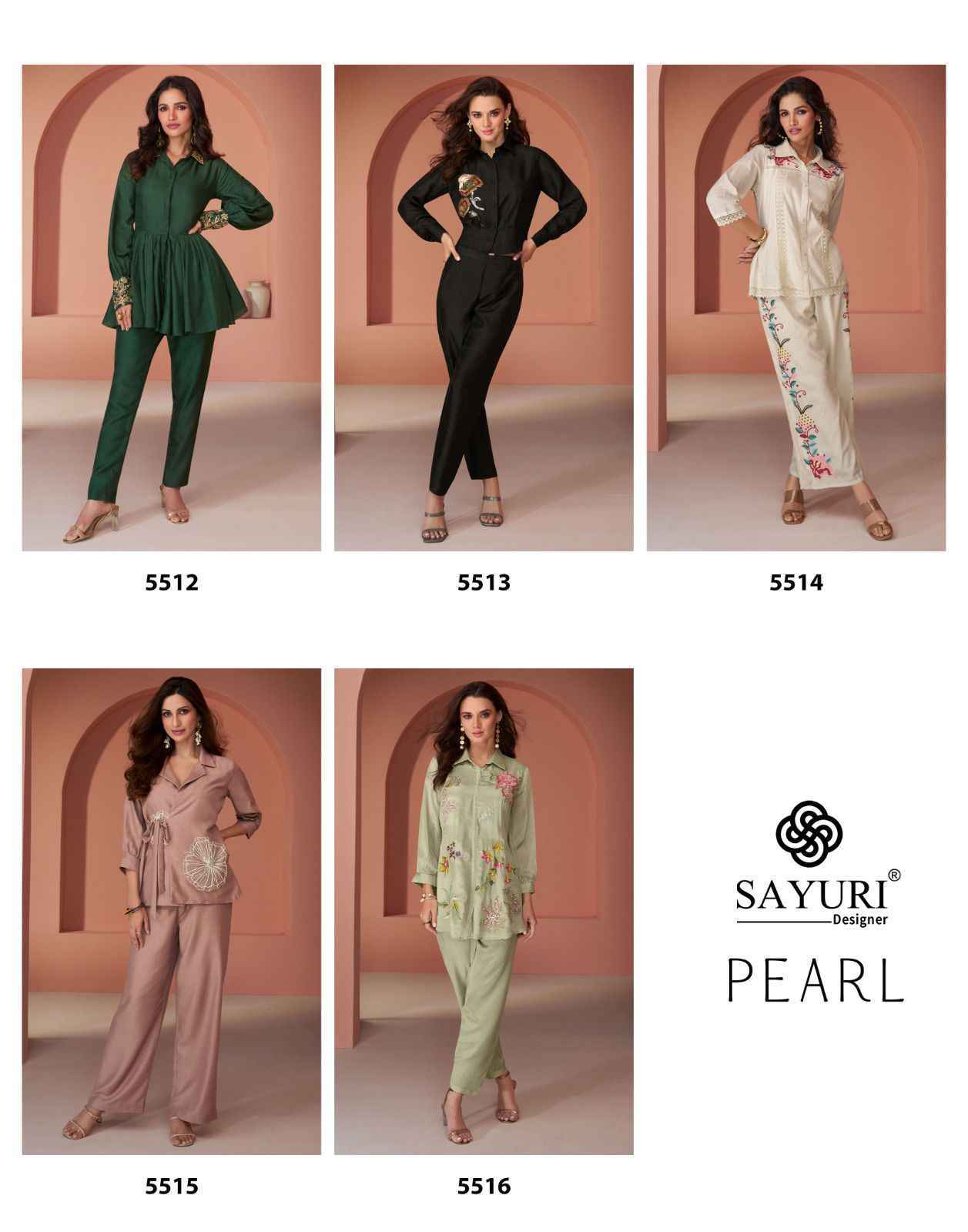 Sayuri Designer Pearl Silk Readymade Co Ord Set Wholesale Rate ( 5 Pcs Catalog )