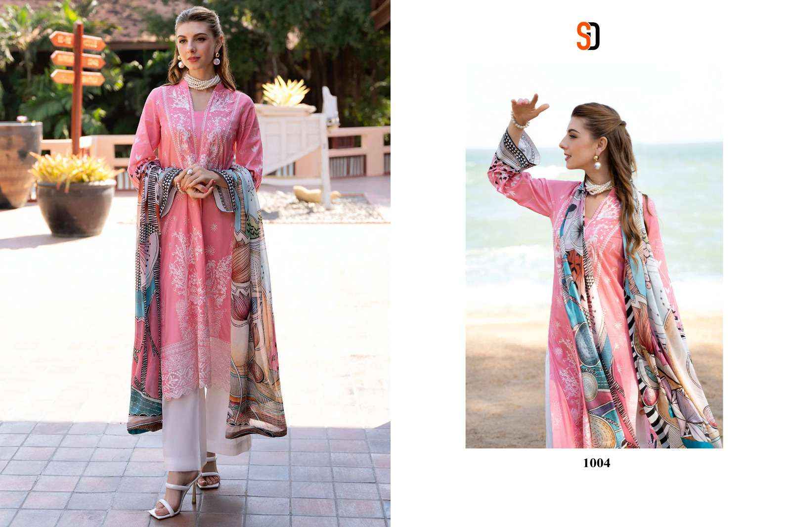 SHRADDHA DESIGNER RAMSHA VOL 1 COTTON EMBROIDERIS WORK SUIT WHOLESALE RATE ( 4 PCS CATALOG )