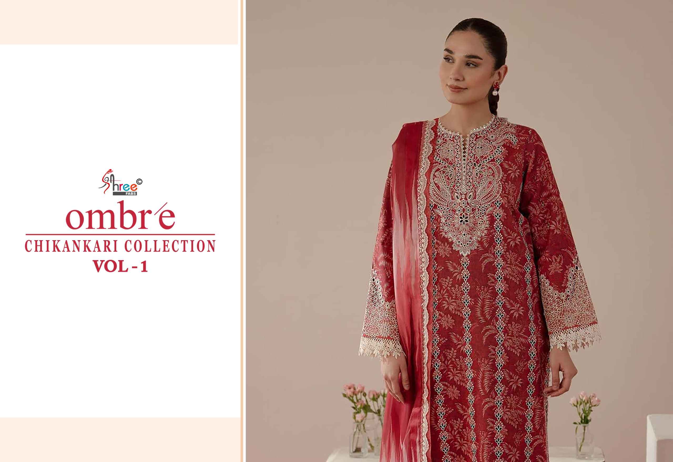 Shree fabs Ombre Chikankari Lawn Collection Vol 1 Dress Material ( 8 pcs catalogue)