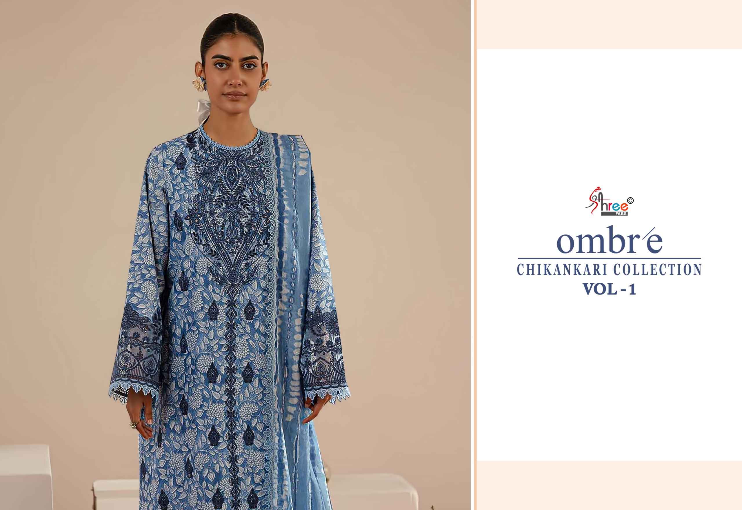 Shree fabs Ombre Chikankari Lawn Collection Vol 1 Dress Material ( 8 pcs catalogue)