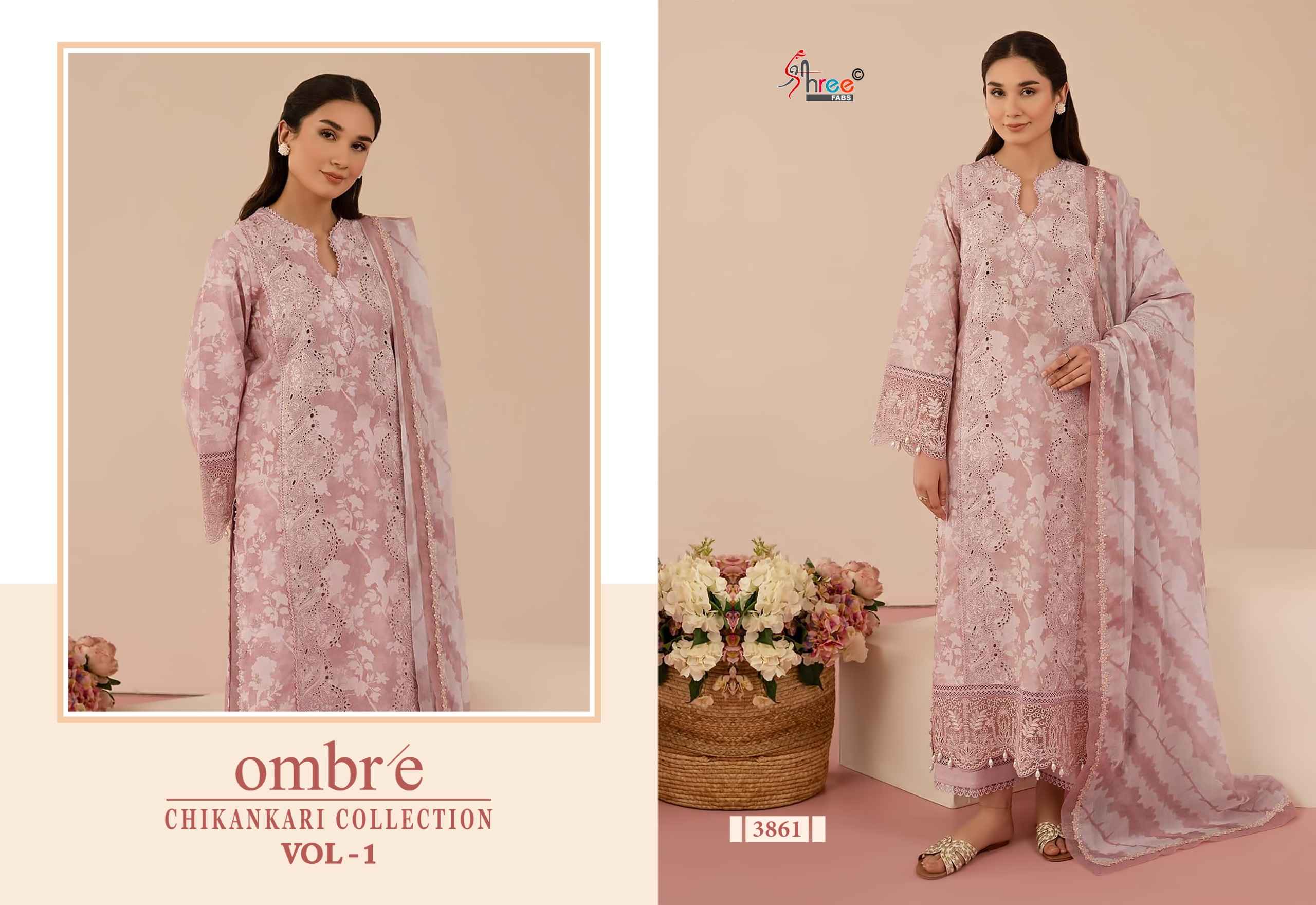 Shree fabs Ombre Chikankari Lawn Collection Vol 1 Dress Material ( 8 pcs catalogue)