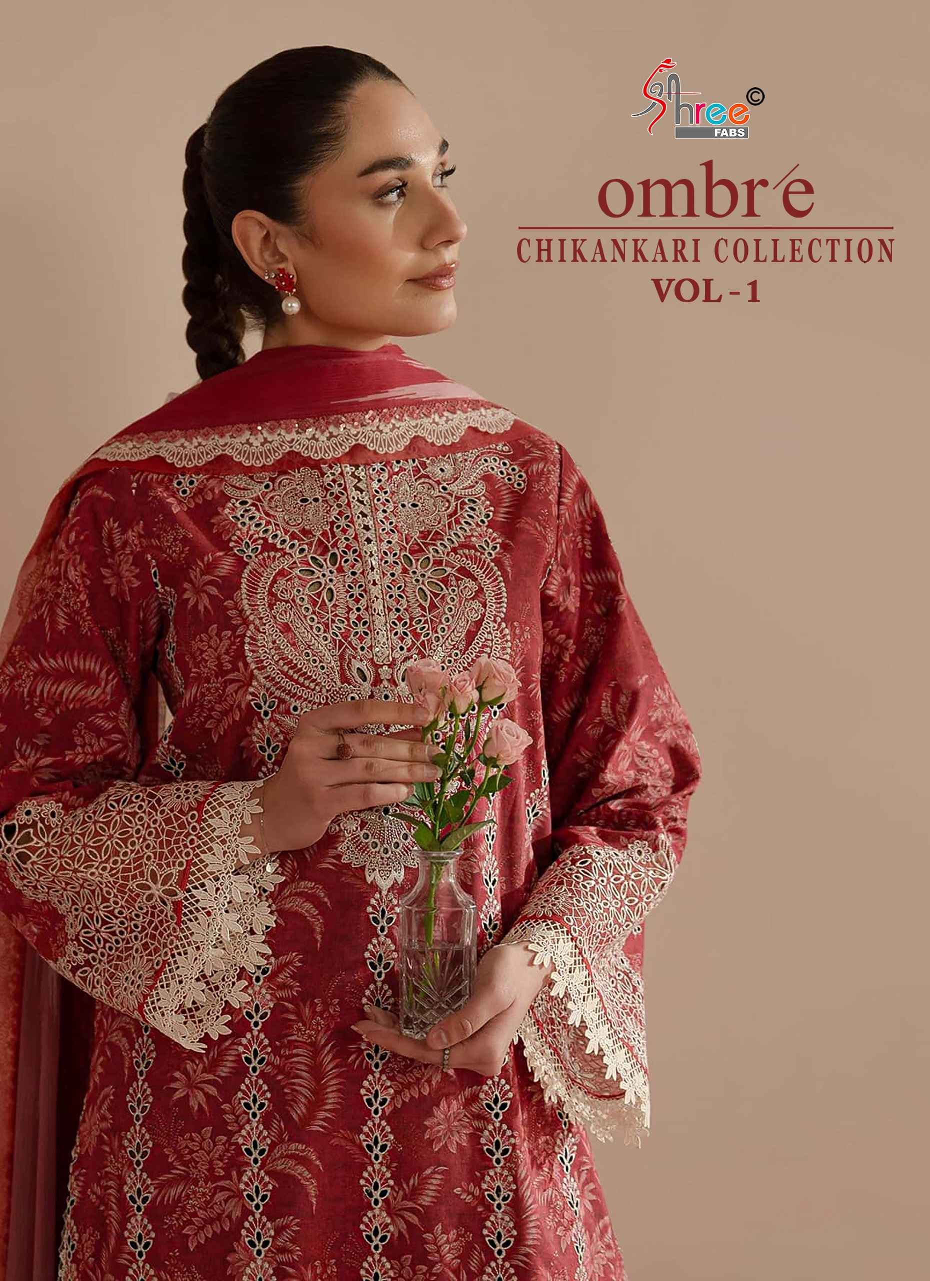 Shree fabs Ombre Chikankari Lawn Collection Vol 1 Dress Material ( 8 pcs catalogue)