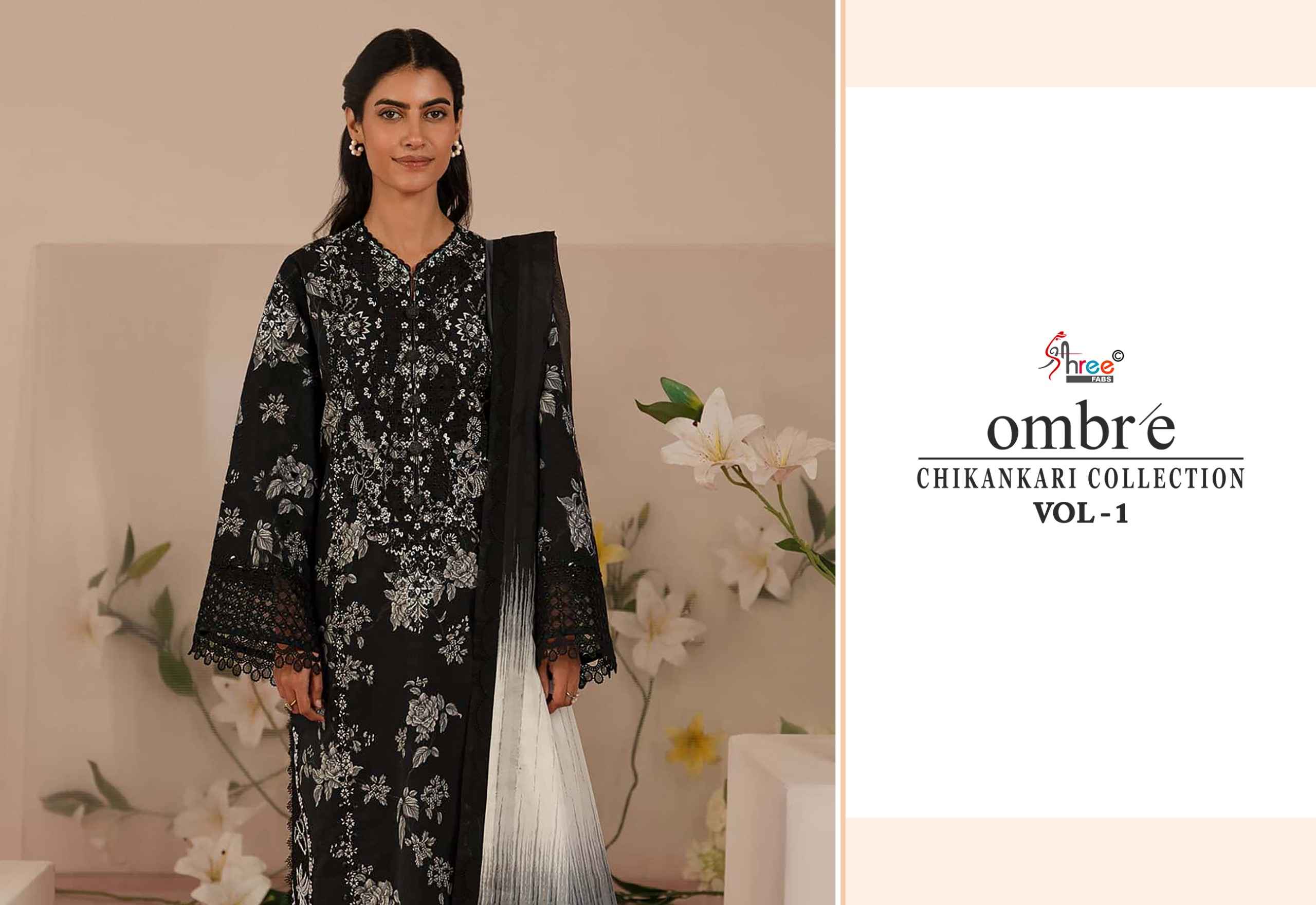 Shree fabs Ombre Chikankari Lawn Collection Vol 1 Dress Material ( 8 pcs catalogue)