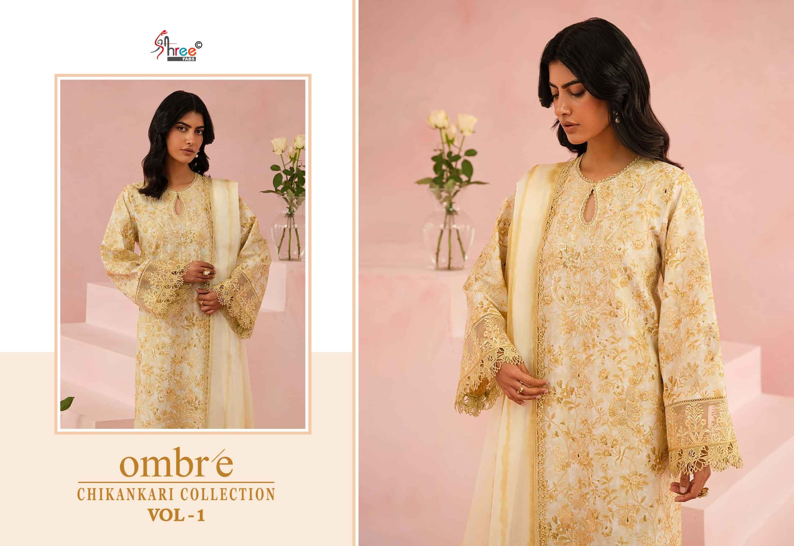 Shree fabs Ombre Chikankari Lawn Collection Vol 1 Dress Material ( 8 pcs catalogue)