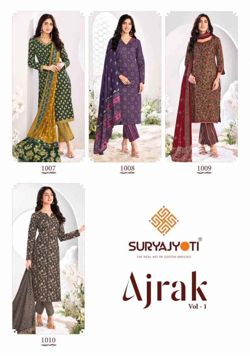 Suryajyoti Ajrak Vol 1 Cotton Printed Readymade Suits ( 10 Pcs Catalogue )