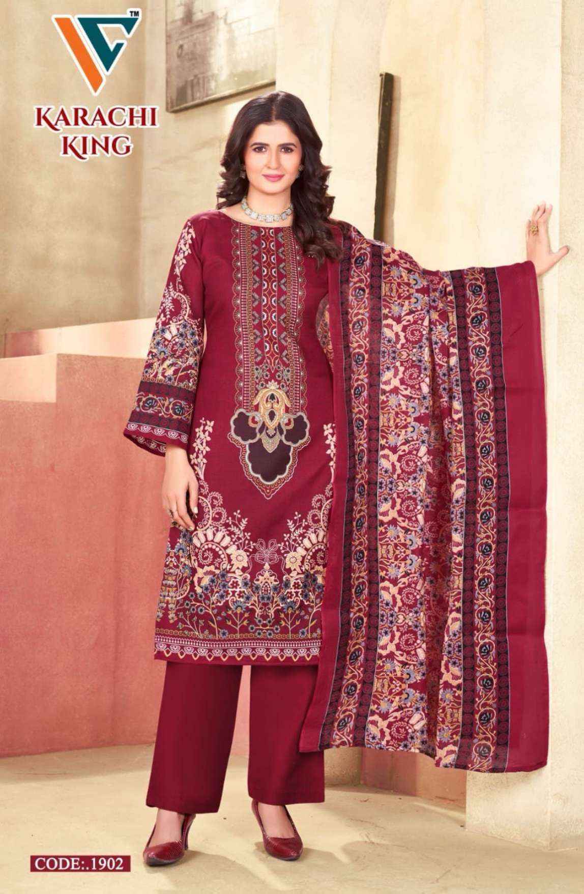 Vandana Creation Karachi King Vol 19 Cotton Salwar Kameez Wholesale Rate ( 8 Pcs Catalog )