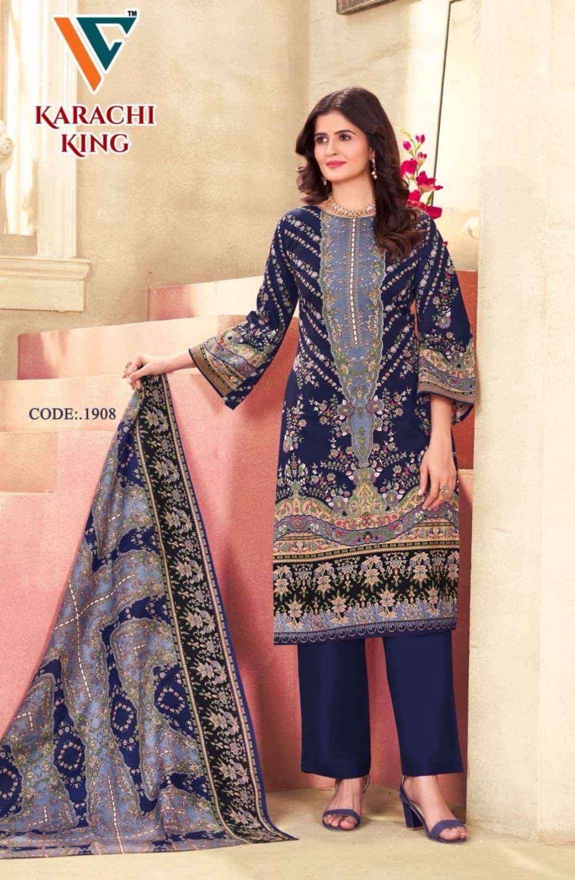 Vandana Creation Karachi King Vol 19 Cotton Salwar Kameez Wholesale Rate ( 8 Pcs Catalog )
