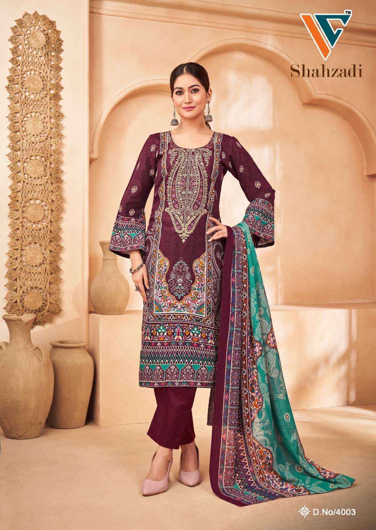 Vandana Creation Shahzadi Vol 4 Cotton Dress Material Wholesale Catalog ( 8 pcs Catalogue )