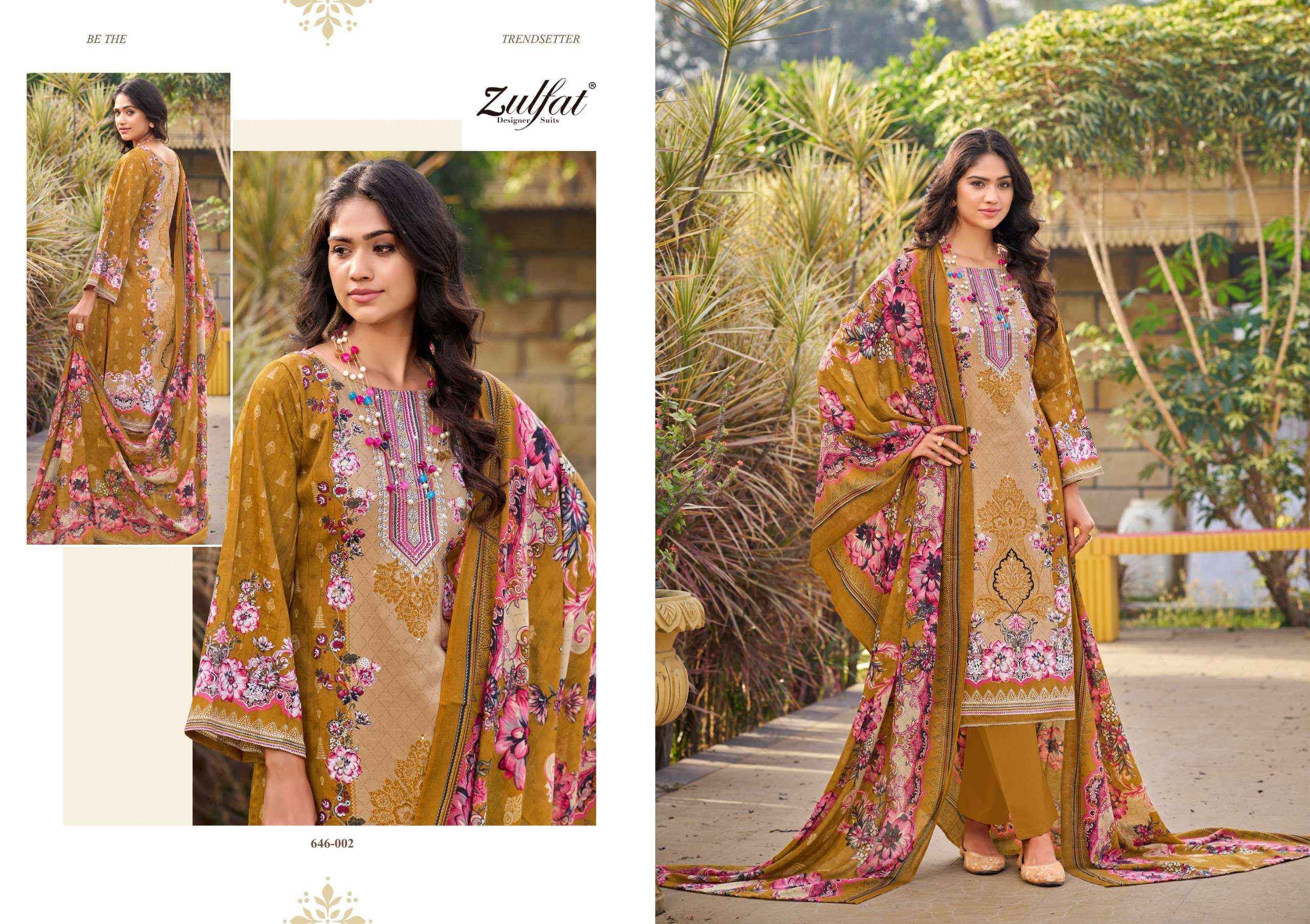 ZULFAT DESIGNER SUITS RAABTA VOL 6 COTTON DIGITAL PRINTS WITH WORK SUIT WHOLESALE PRICE ( 6 PCS CATALOG )