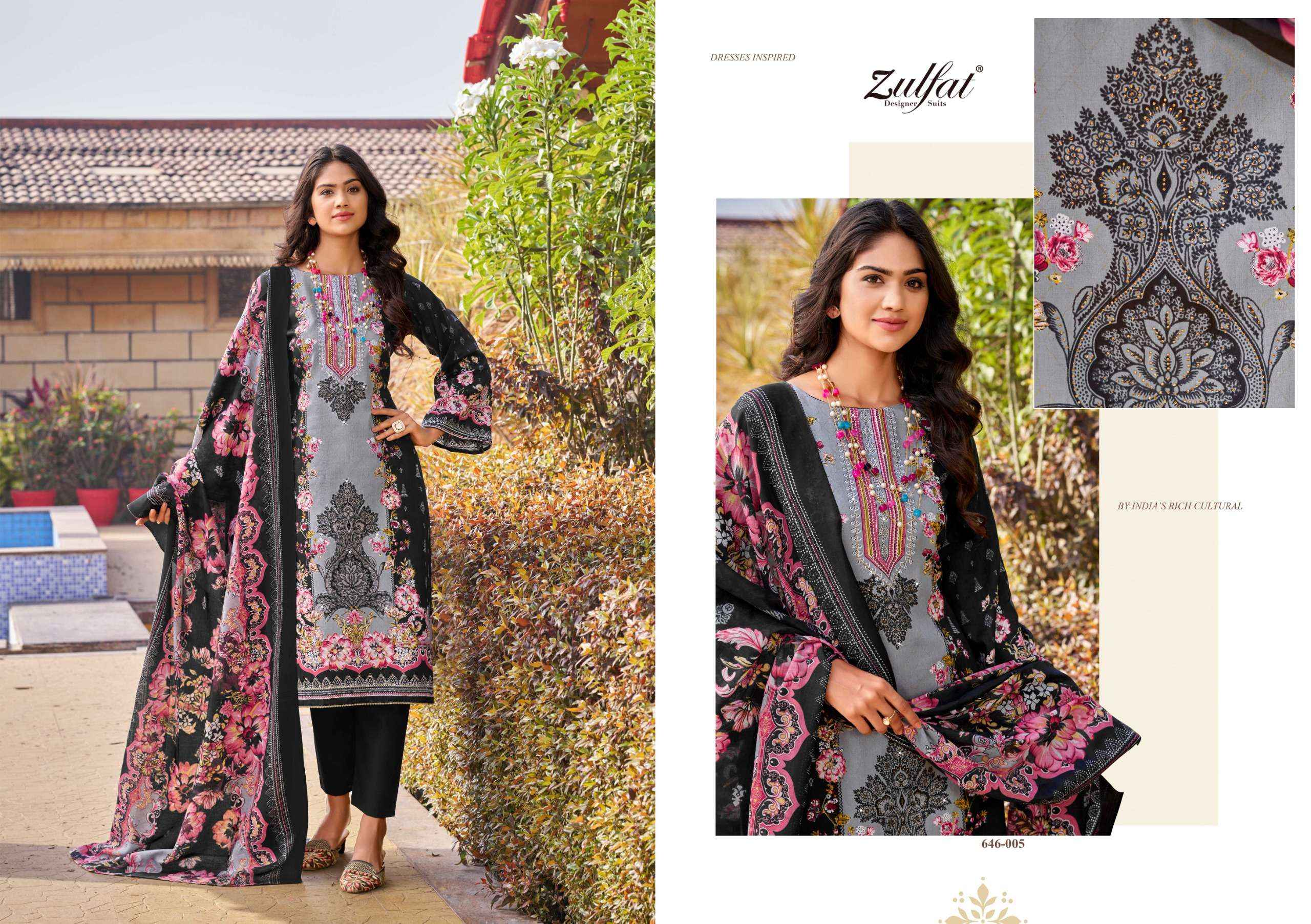 ZULFAT DESIGNER SUITS RAABTA VOL 6 COTTON DIGITAL PRINTS WITH WORK SUIT WHOLESALE PRICE ( 6 PCS CATALOG )