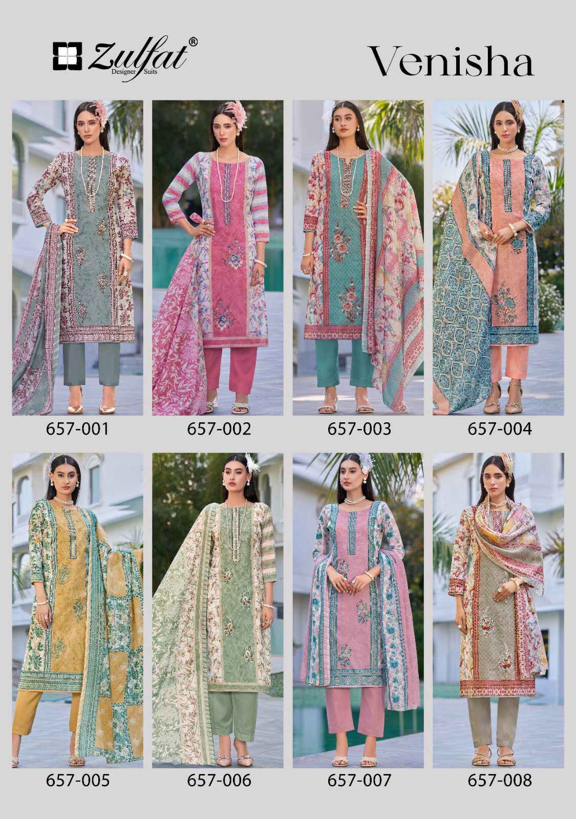 Zulfat Designer Venisha Cotton Dress Material Wholesale Price ( 8 pcs Catalogue )
