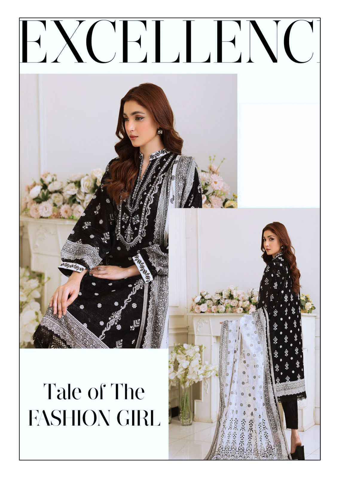 AL KARAM BLACK & WHITE VOL-7 SUITS - PURE CAMBRICE COTTON DRESS MATERIAL AT WHOLESALE PRICE ( 6 PCS CATALOG )