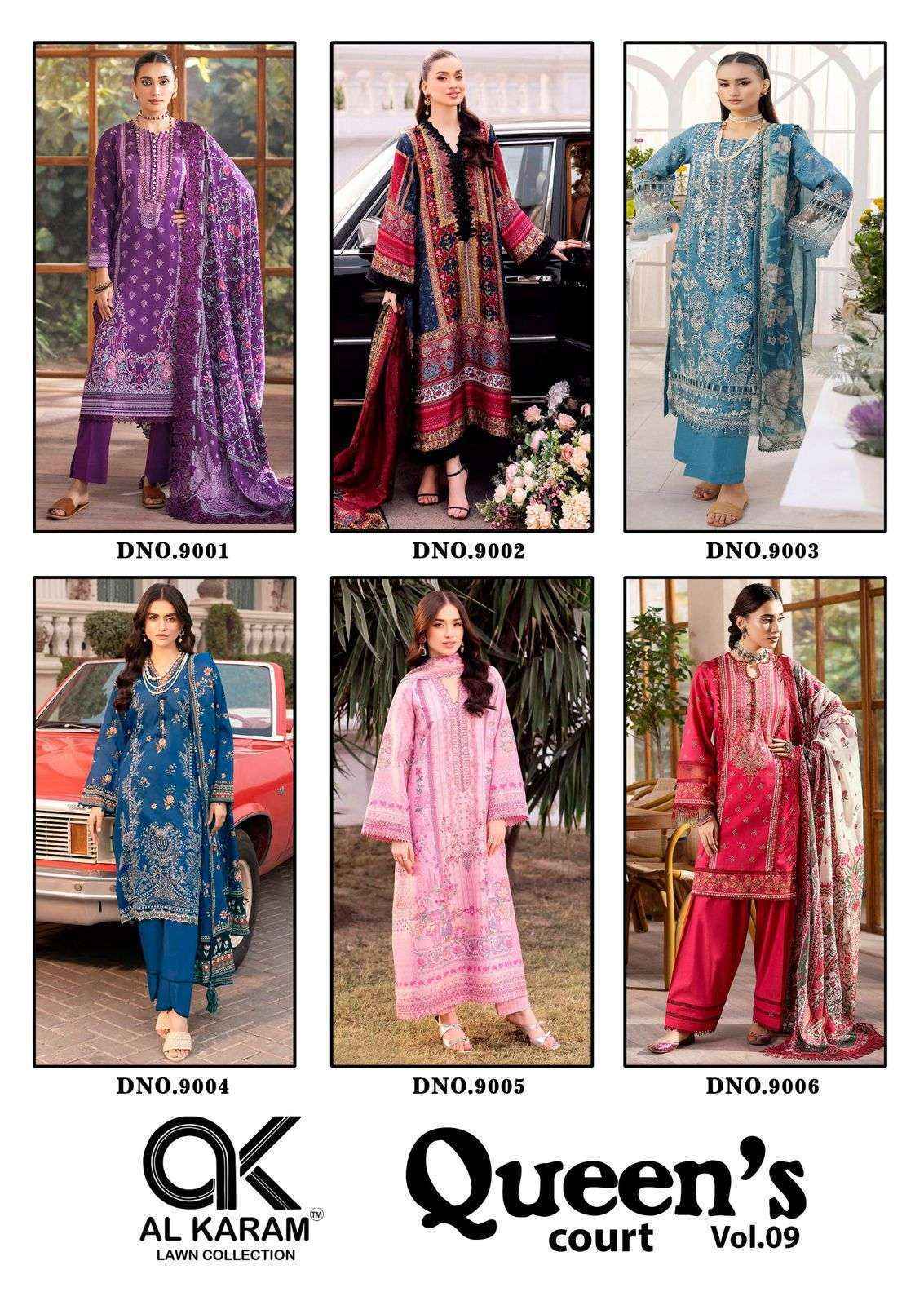 Al Karam Queens Court Vol 9 Cotton Dress Material Wholesale Price ( 6 pcs Catalogue )
