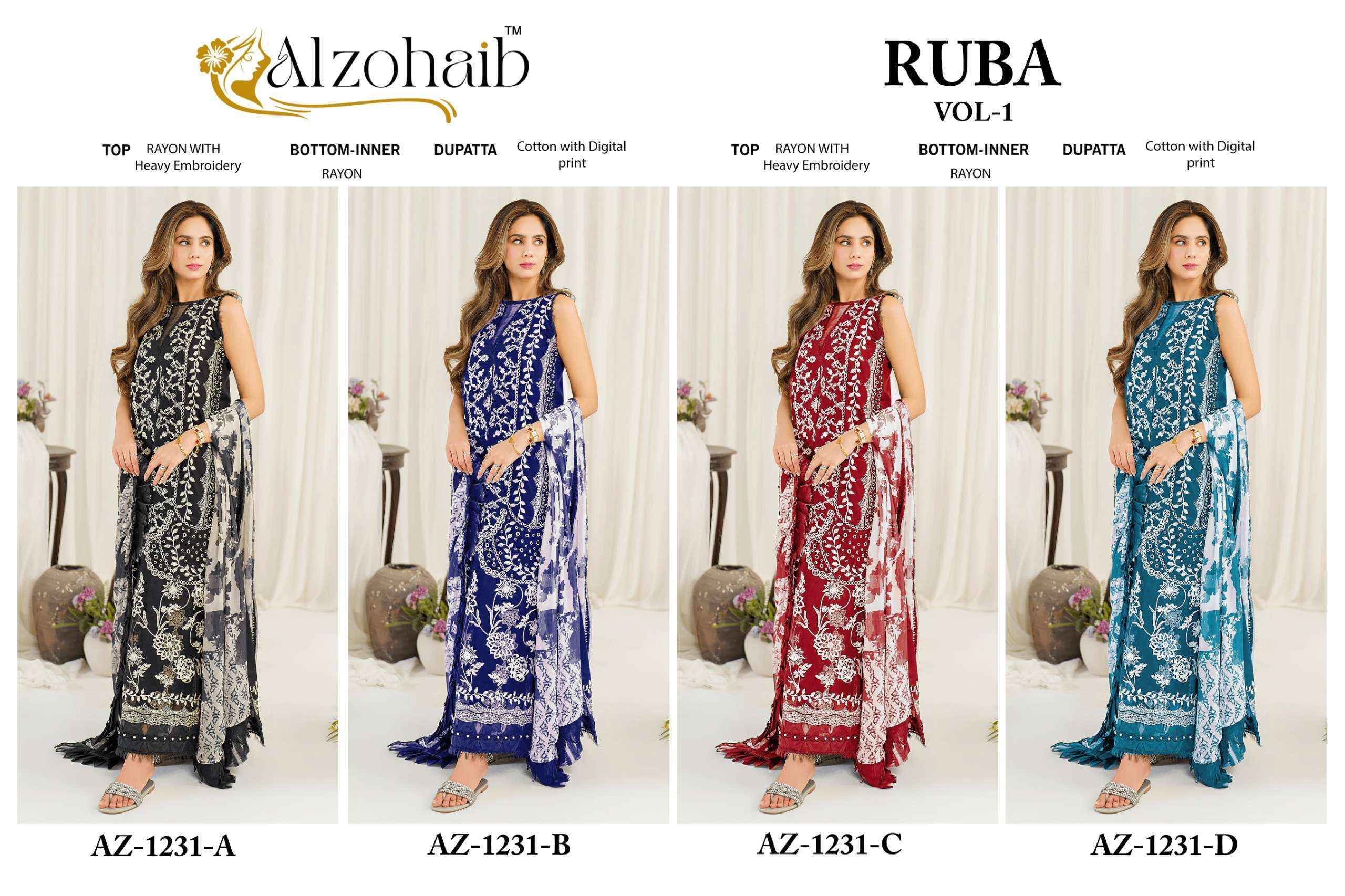 Al zohaib Ruba Vol 1 Cotton Dress Material - Wholesale Factory ( 4 pcs Catalogue )