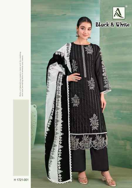 Alok Black & White Organza Dress Material Surat Wholesale ( 2 pcs Catalogue )