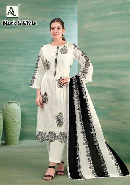Alok Black & White Organza Dress Material Surat Wholesale ( 2 pcs Catalogue )