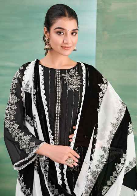 Alok Black & White Organza Dress Material Surat Wholesale ( 2 pcs Catalogue )