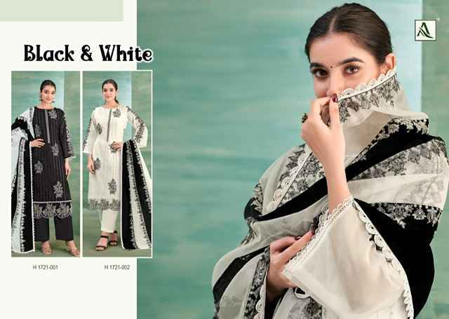 Alok Black & White Organza Dress Material Surat Wholesale ( 2 pcs Catalogue )