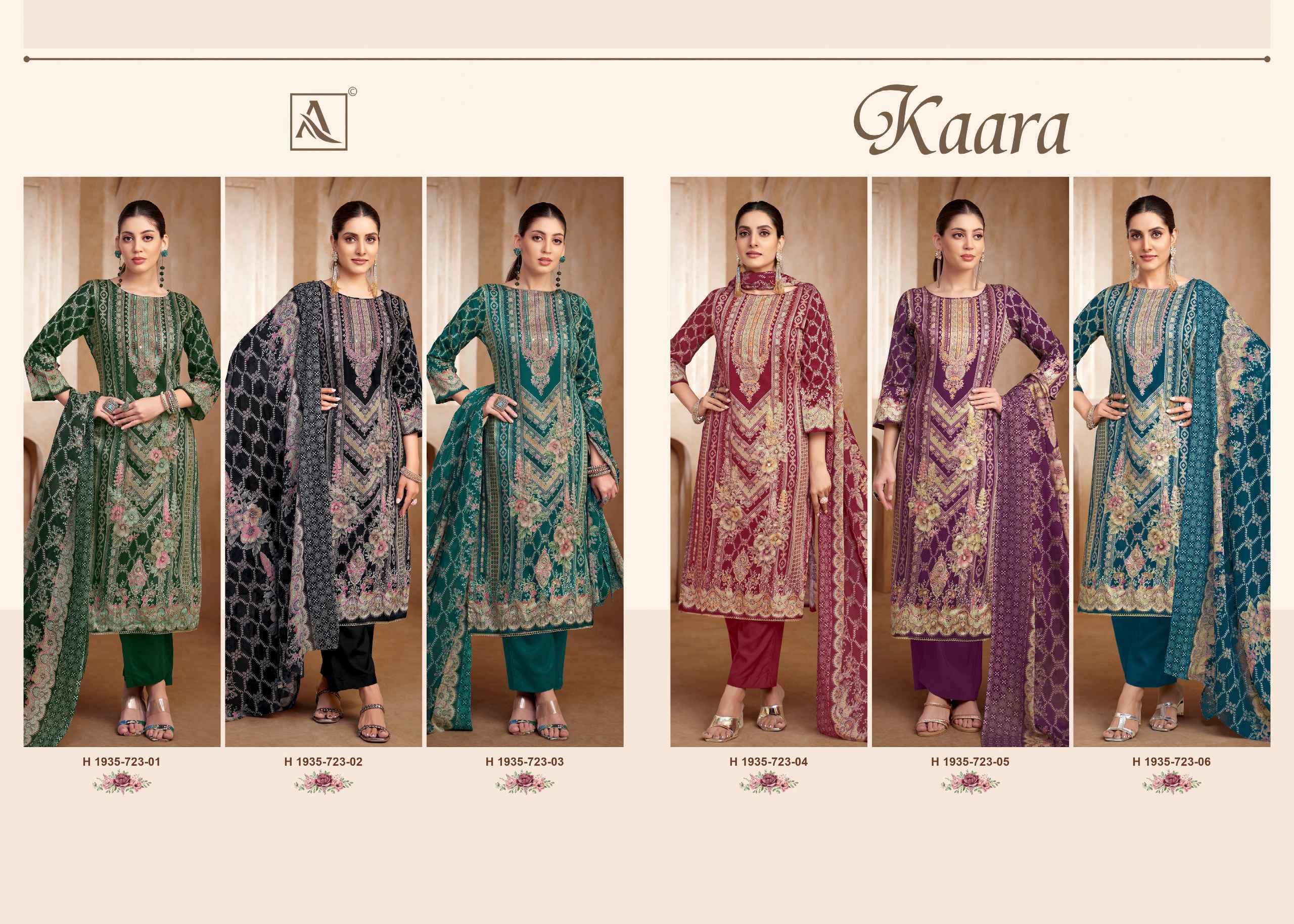 ALOK KAARA PURE ZAM COTTON DRESS MATERIAL AT WHOLESALE PRICE ( 6 pcs CATALOG )
