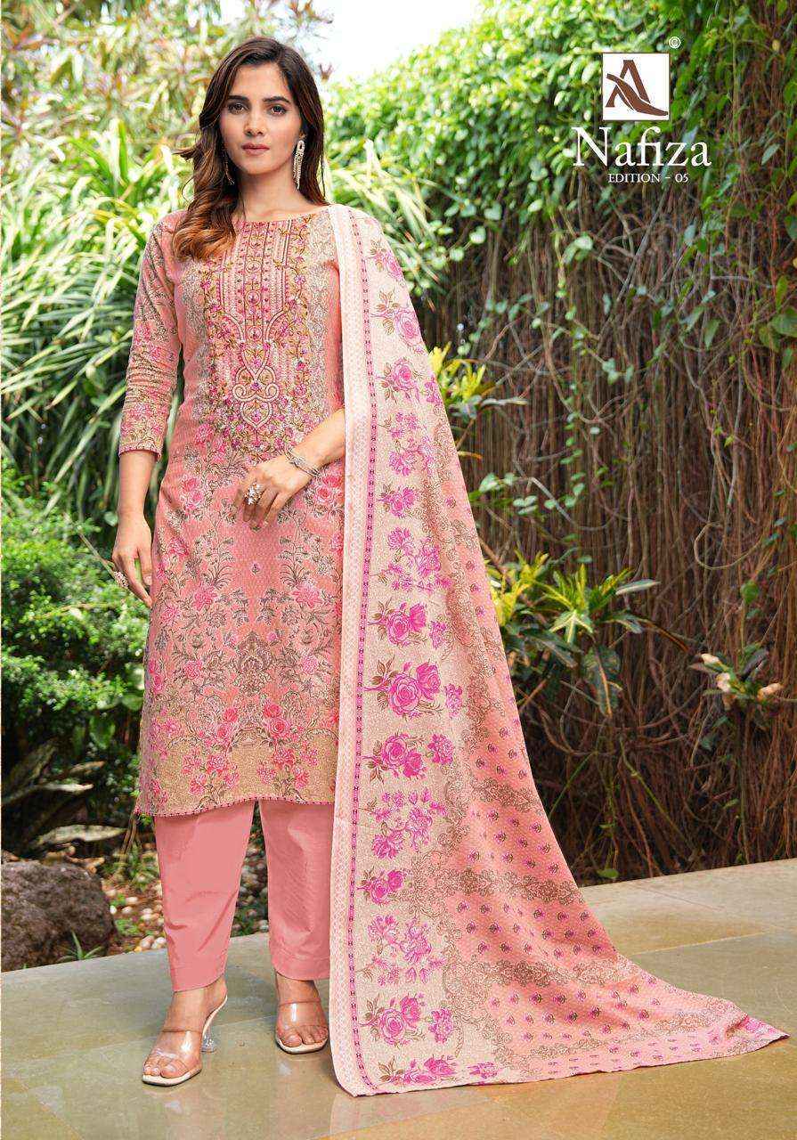 Alok Nafiza Editon 5 Cambric Cotton Salwar Kameez Wholesale Rate ( 8 Pcs Catalog )