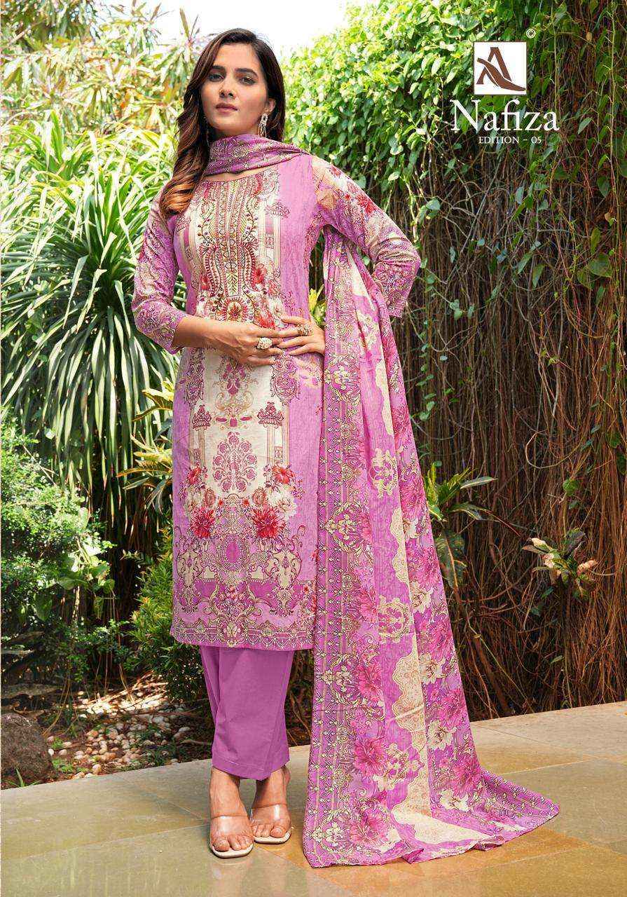 Alok Nafiza Editon 5 Cambric Cotton Salwar Kameez Wholesale Rate ( 8 Pcs Catalog )