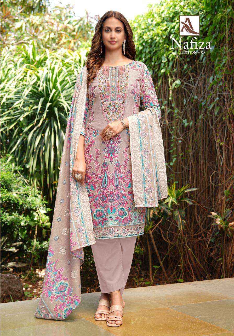 Alok Nafiza Editon 5 Cambric Cotton Salwar Kameez Wholesale Rate ( 8 Pcs Catalog )