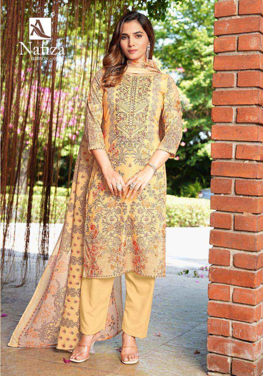 Alok Nafiza Editon 5 Cambric Cotton Salwar Kameez Wholesale Rate ( 8 Pcs Catalog )