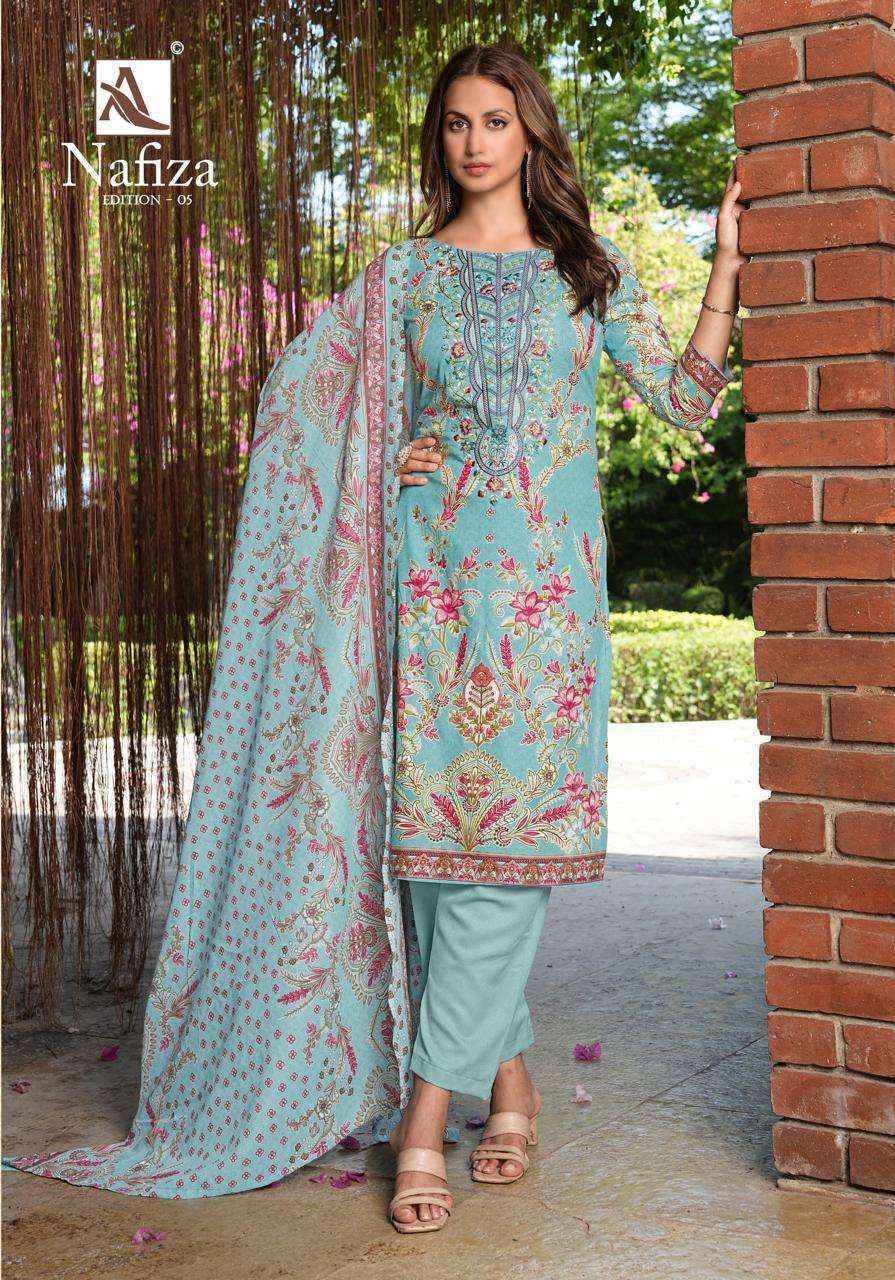 Alok Nafiza Editon 5 Cambric Cotton Salwar Kameez Wholesale Rate ( 8 Pcs Catalog )