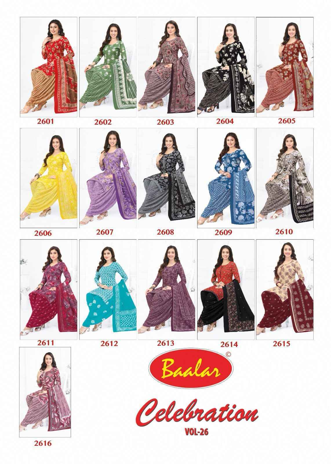 Baalar Celebration Vol 26 Cotton Dress Material Latest Catalog ( 16 pcs Catalogue )