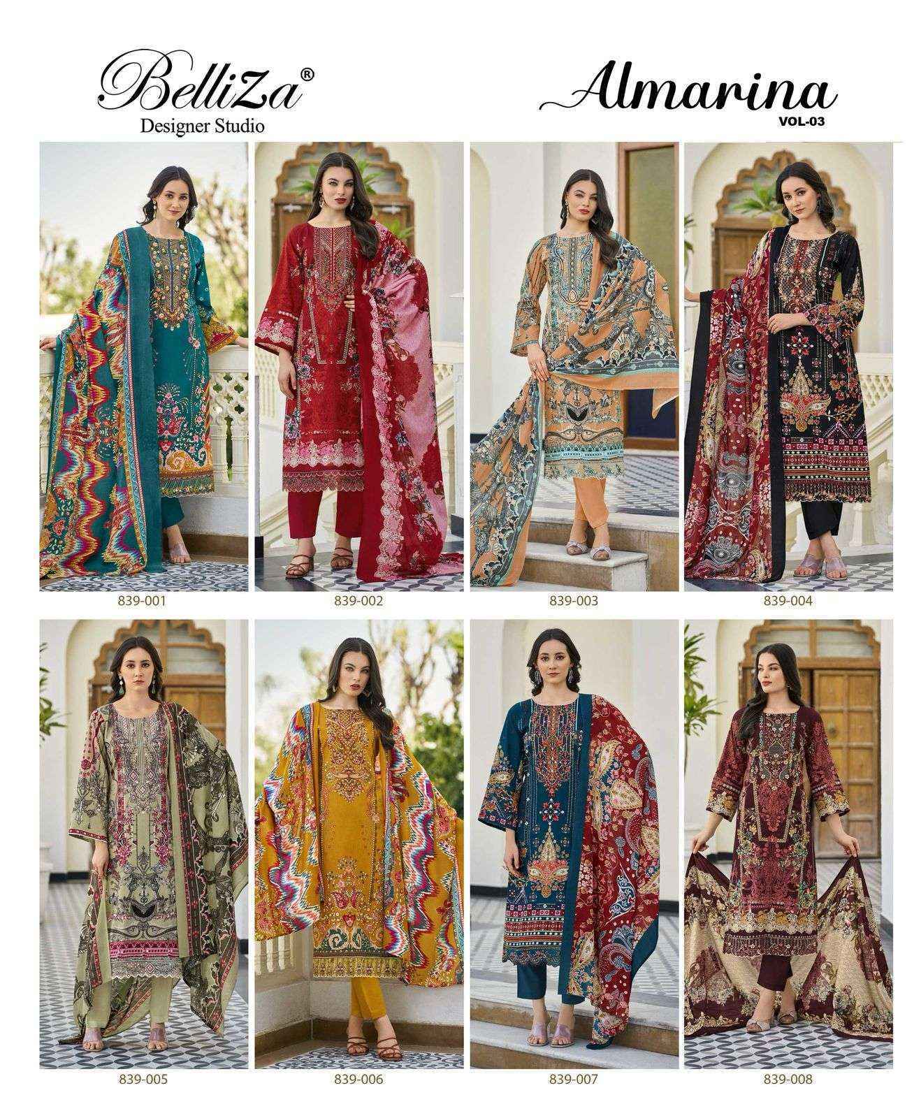 Belliza Designer Almarina Vol 3 Cotton Dress Material New Collection ( 8 pcs Cataloge )