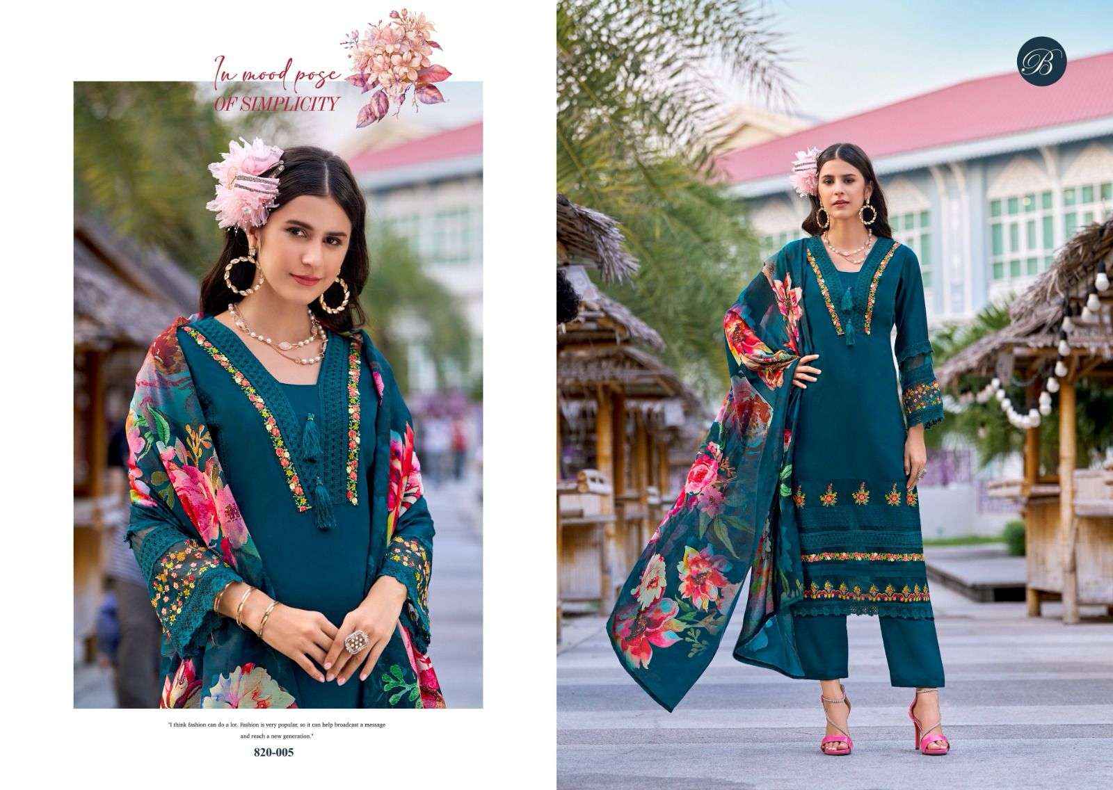 Belliza Designer Majestic Pure Roman Silk Ladies Dress Material ( 6 Pcs Catalogue )