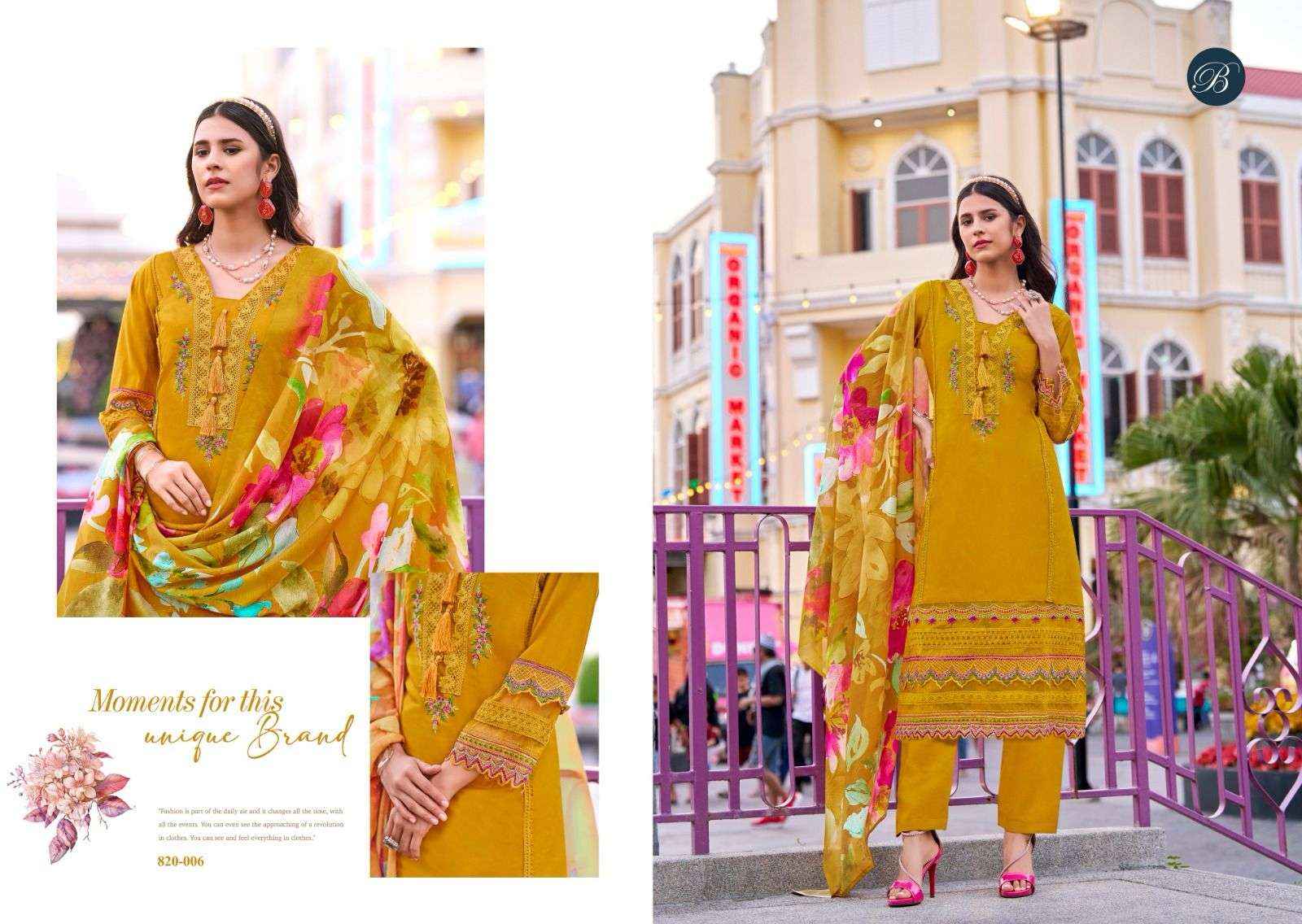 Belliza Designer Majestic Pure Roman Silk Ladies Dress Material ( 6 Pcs Catalogue )