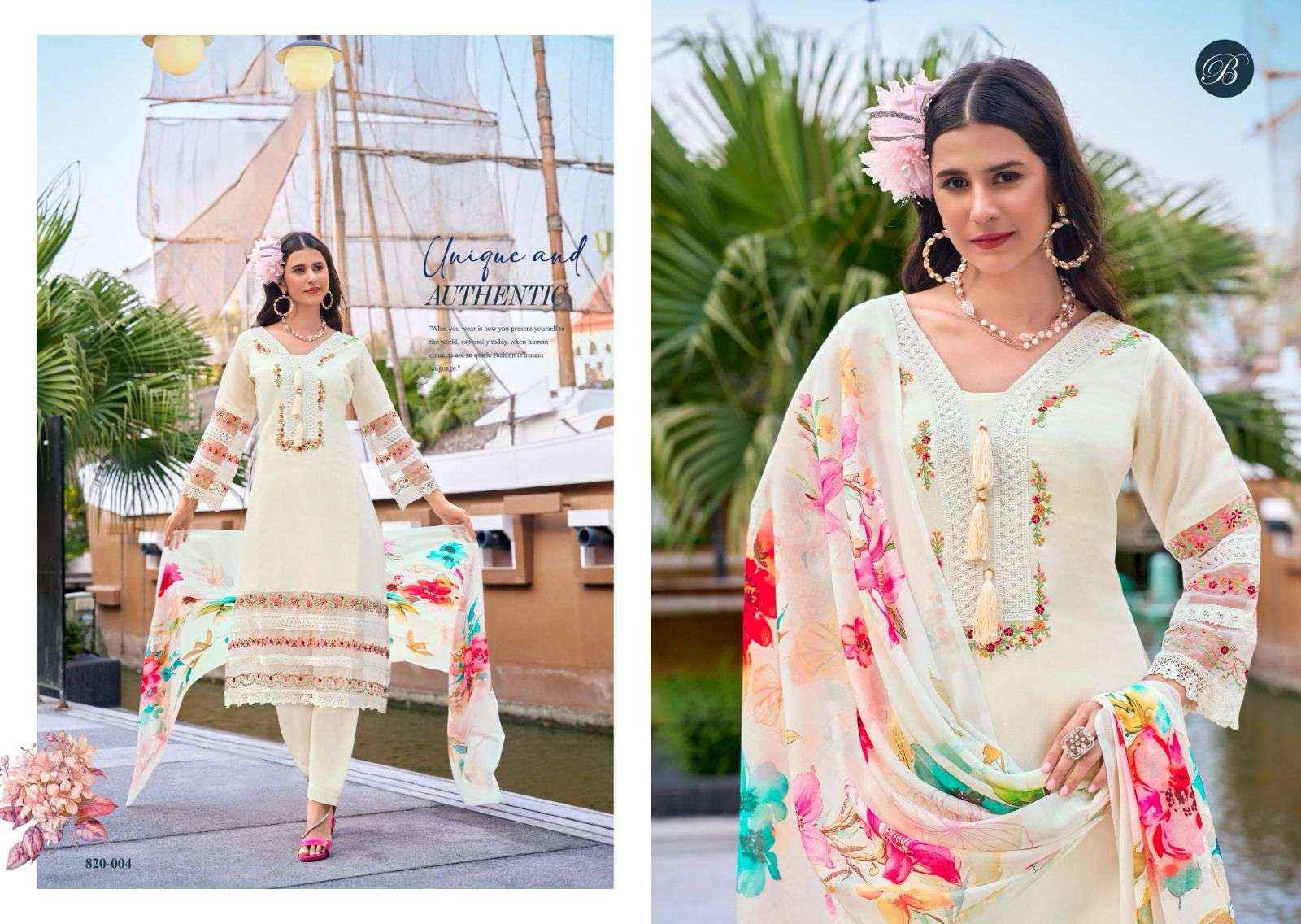 Belliza Designer Majestic Pure Roman Silk Ladies Dress Material ( 6 Pcs Catalogue )