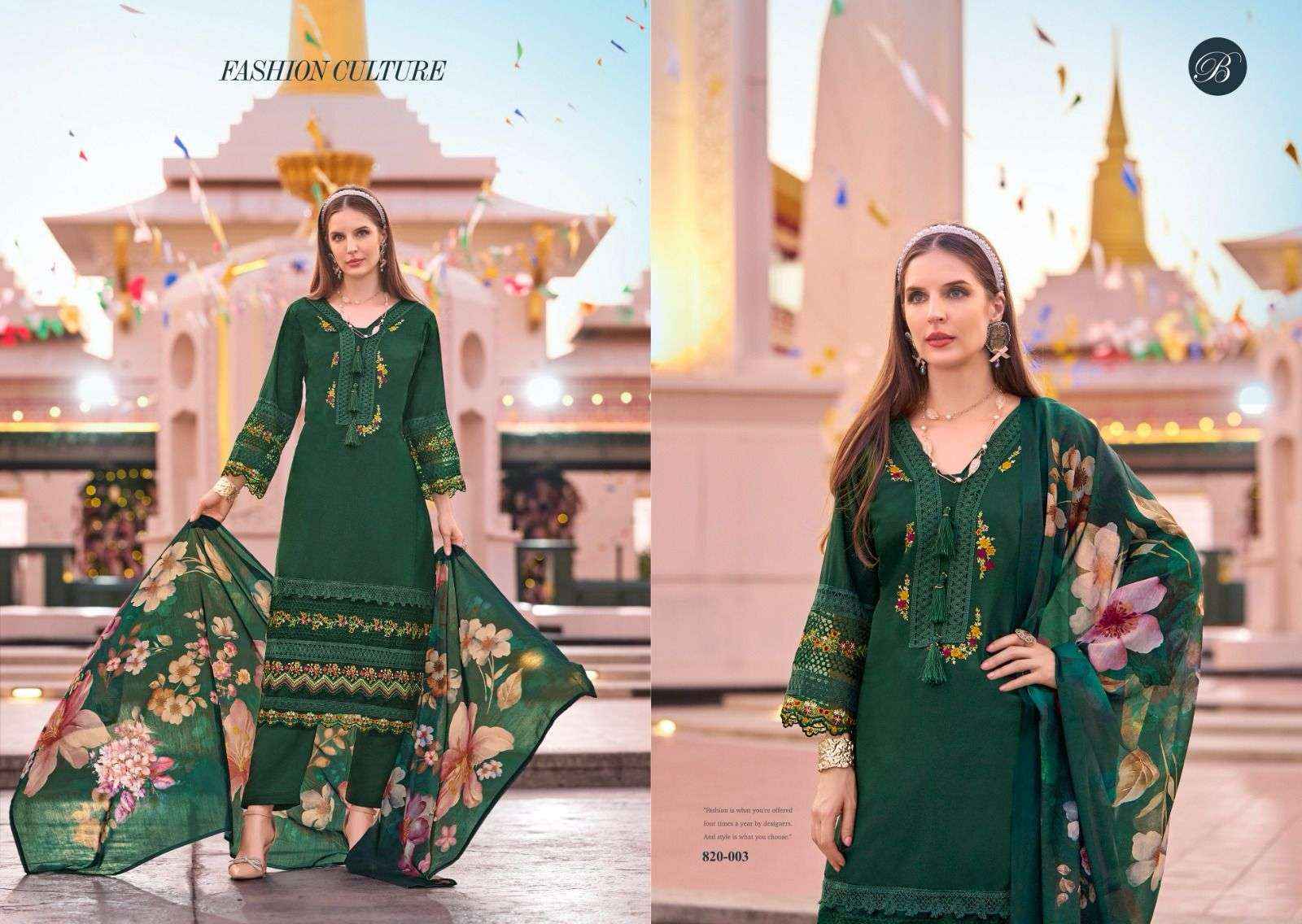 Belliza Designer Majestic Pure Roman Silk Ladies Dress Material ( 6 Pcs Catalogue )